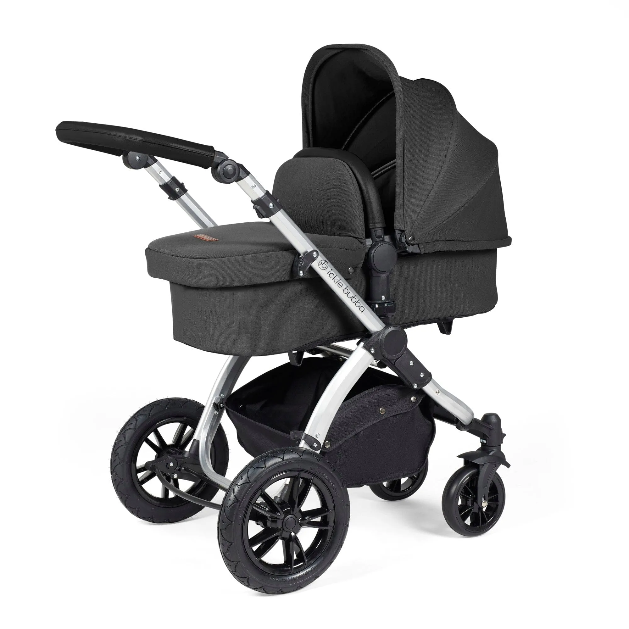 Ickle Bubba Stomp Luxe All-in-One Stratus I-Size Travel System - Silver / Charcoal Grey / Black