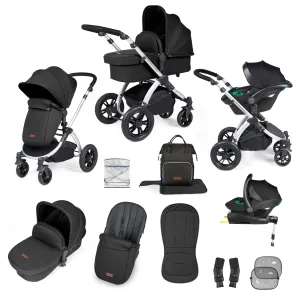 Ickle Bubba Stomp Luxe All-in-One Stratus I-Size Travel System - Silver / Midnight / Black