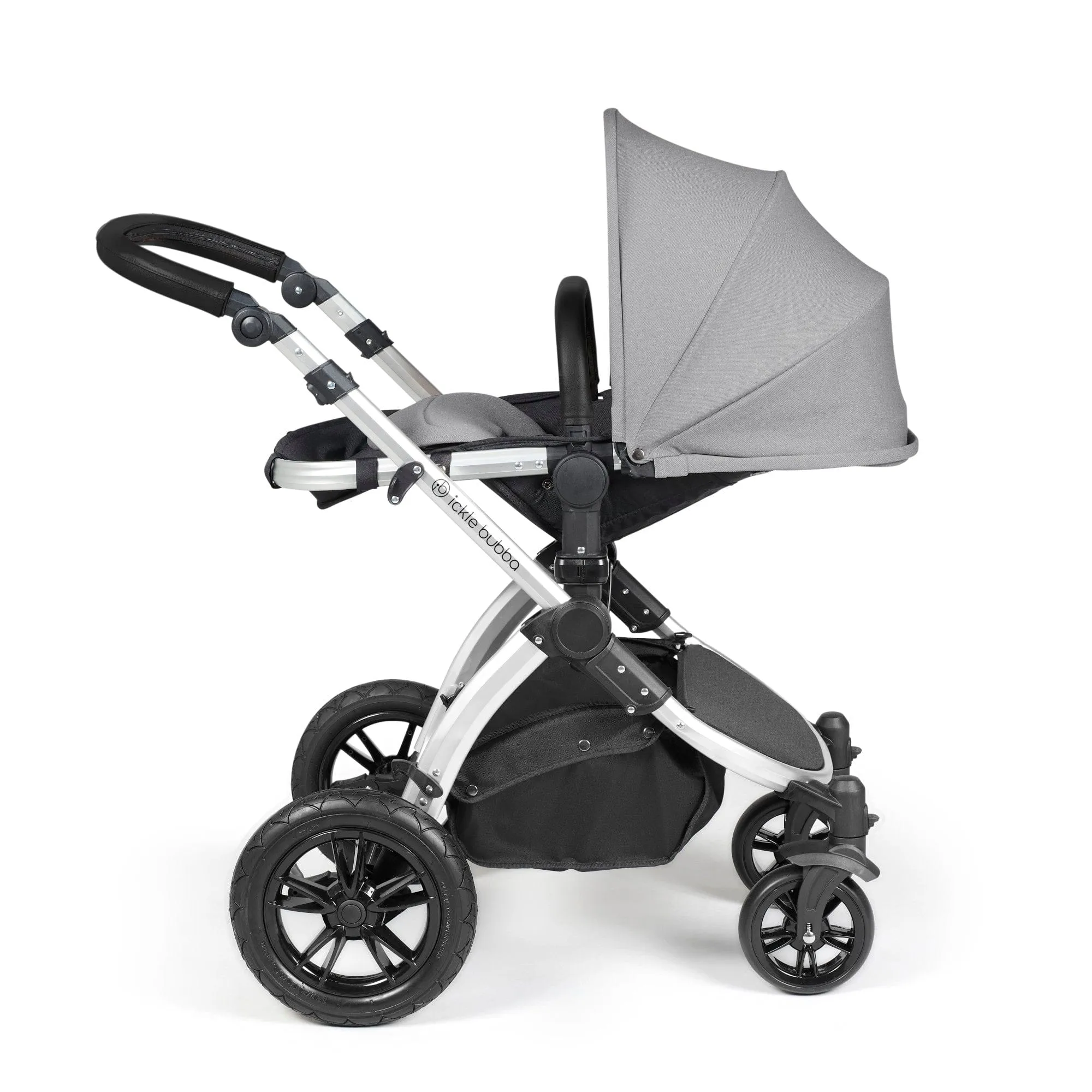 Ickle Bubba Stomp Luxe All-in-One Stratus I-Size Travel System - Silver / Pearl Grey / Black