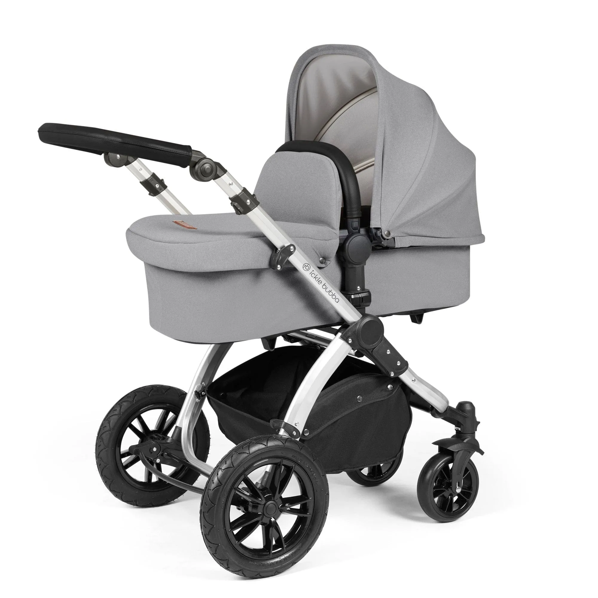 Ickle Bubba Stomp Luxe All-in-One Stratus I-Size Travel System - Silver / Pearl Grey / Black
