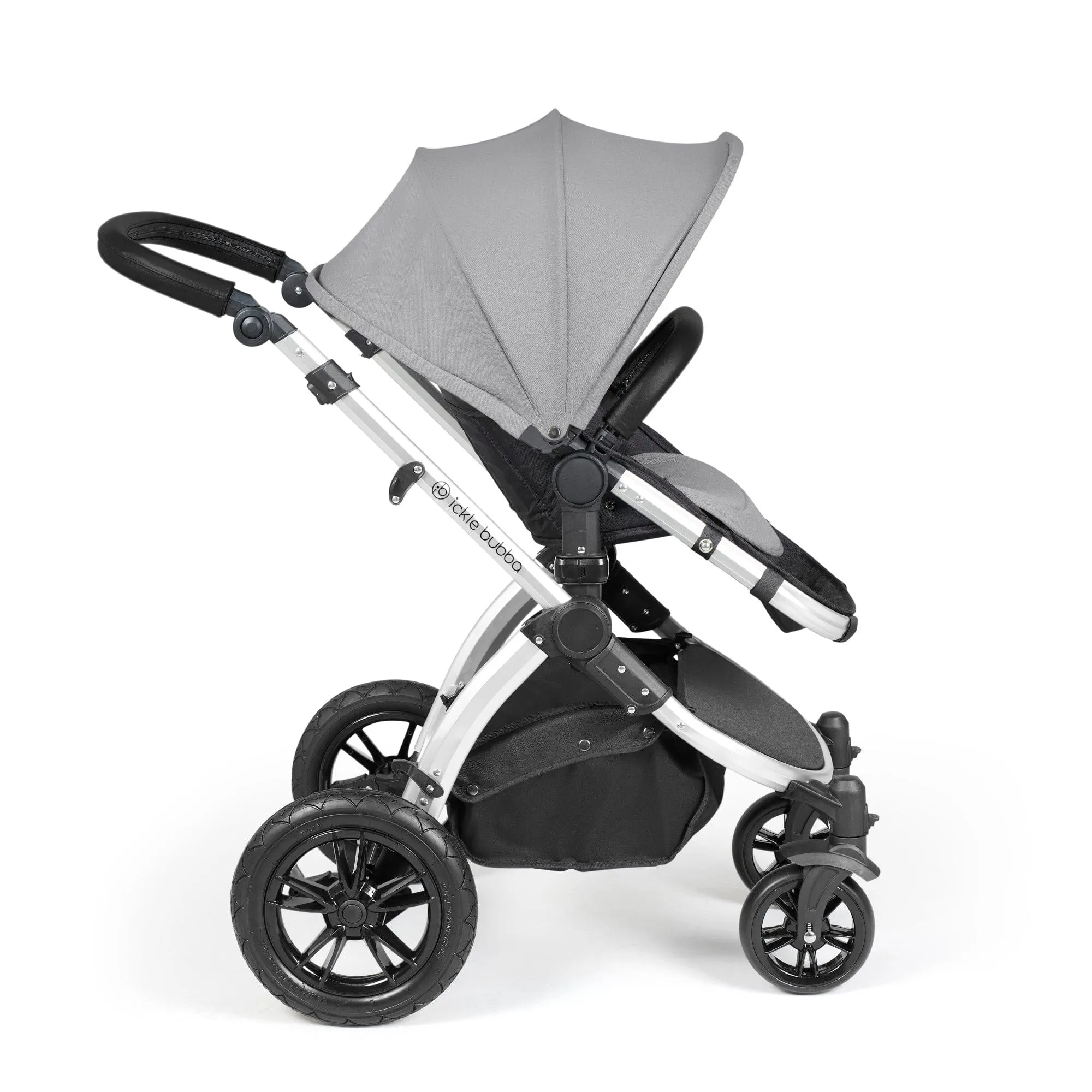 Ickle Bubba Stomp Luxe All-in-One Stratus I-Size Travel System - Silver / Pearl Grey / Black