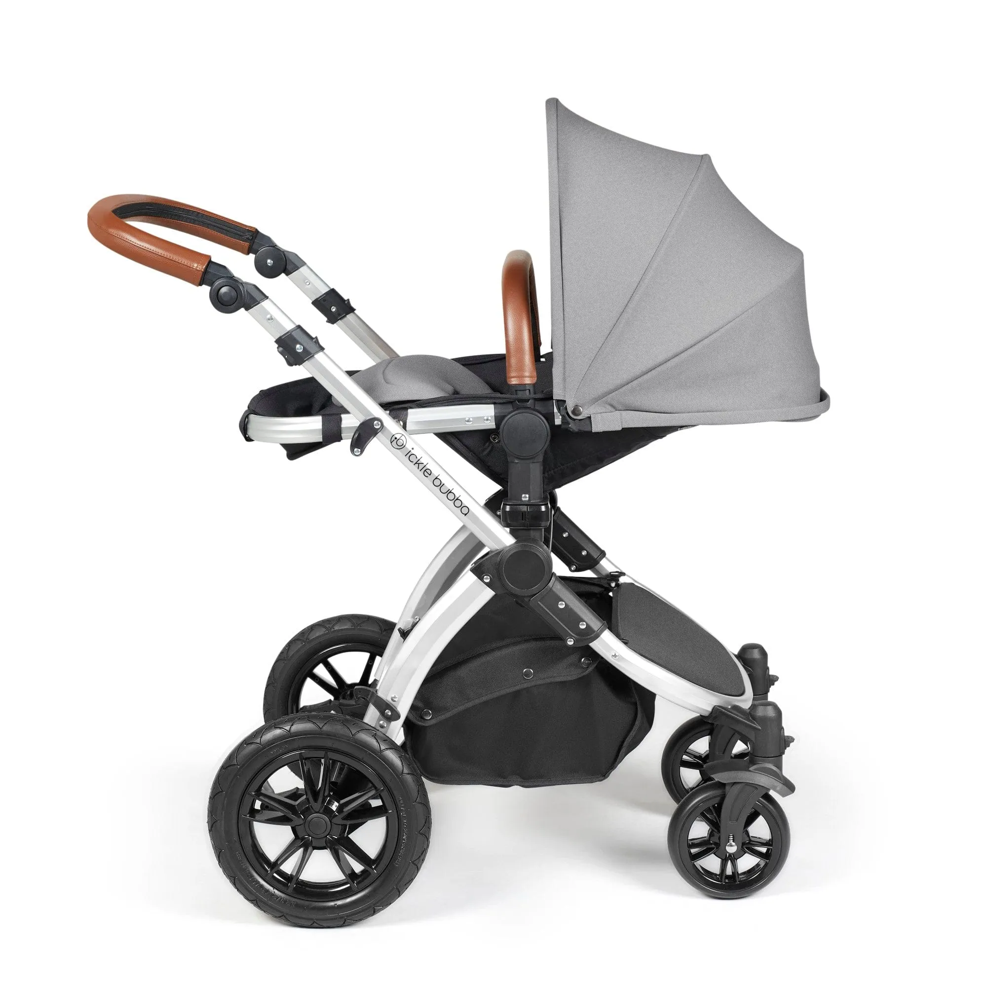 Ickle Bubba Stomp Luxe All-in-One Stratus I-Size Travel System - Silver / Pearl Grey / Tan