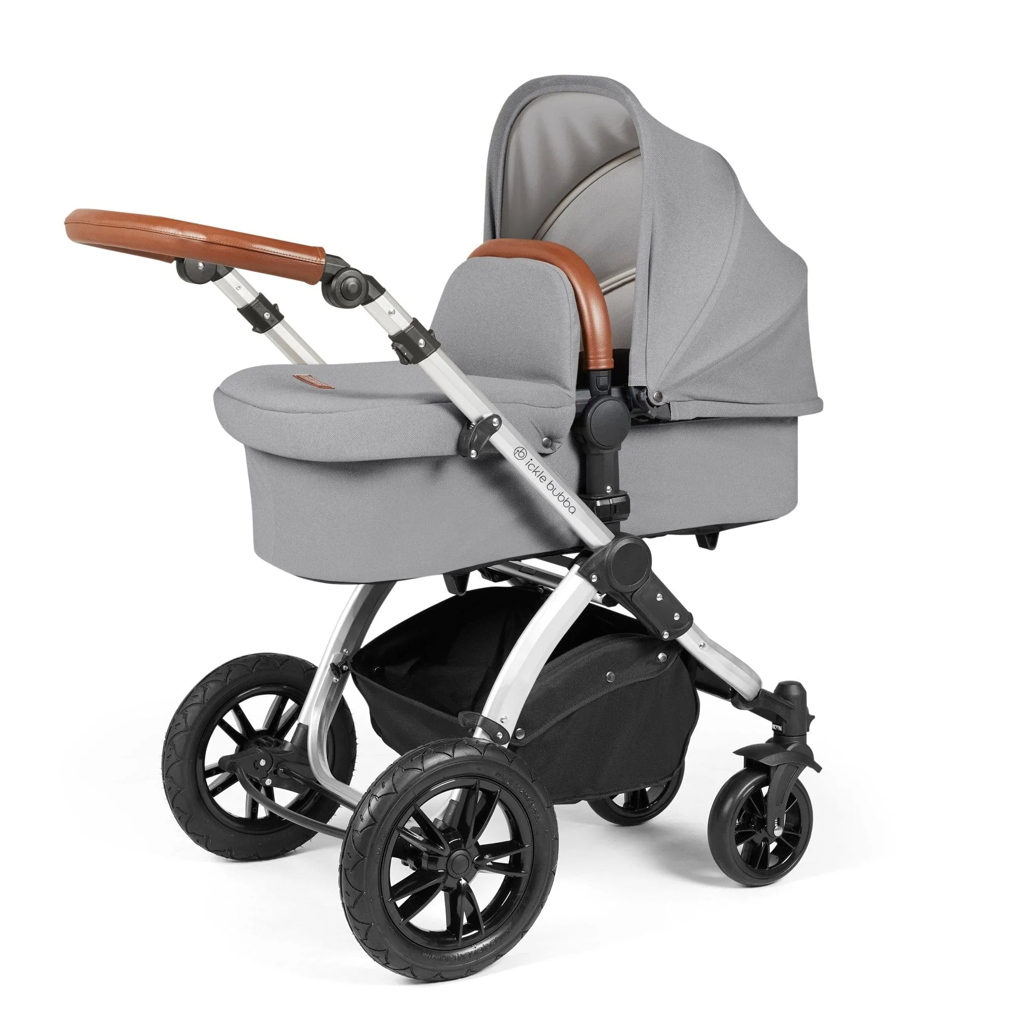 Ickle Bubba Stomp Luxe All-in-One Stratus I-Size Travel System - Silver / Pearl Grey / Tan