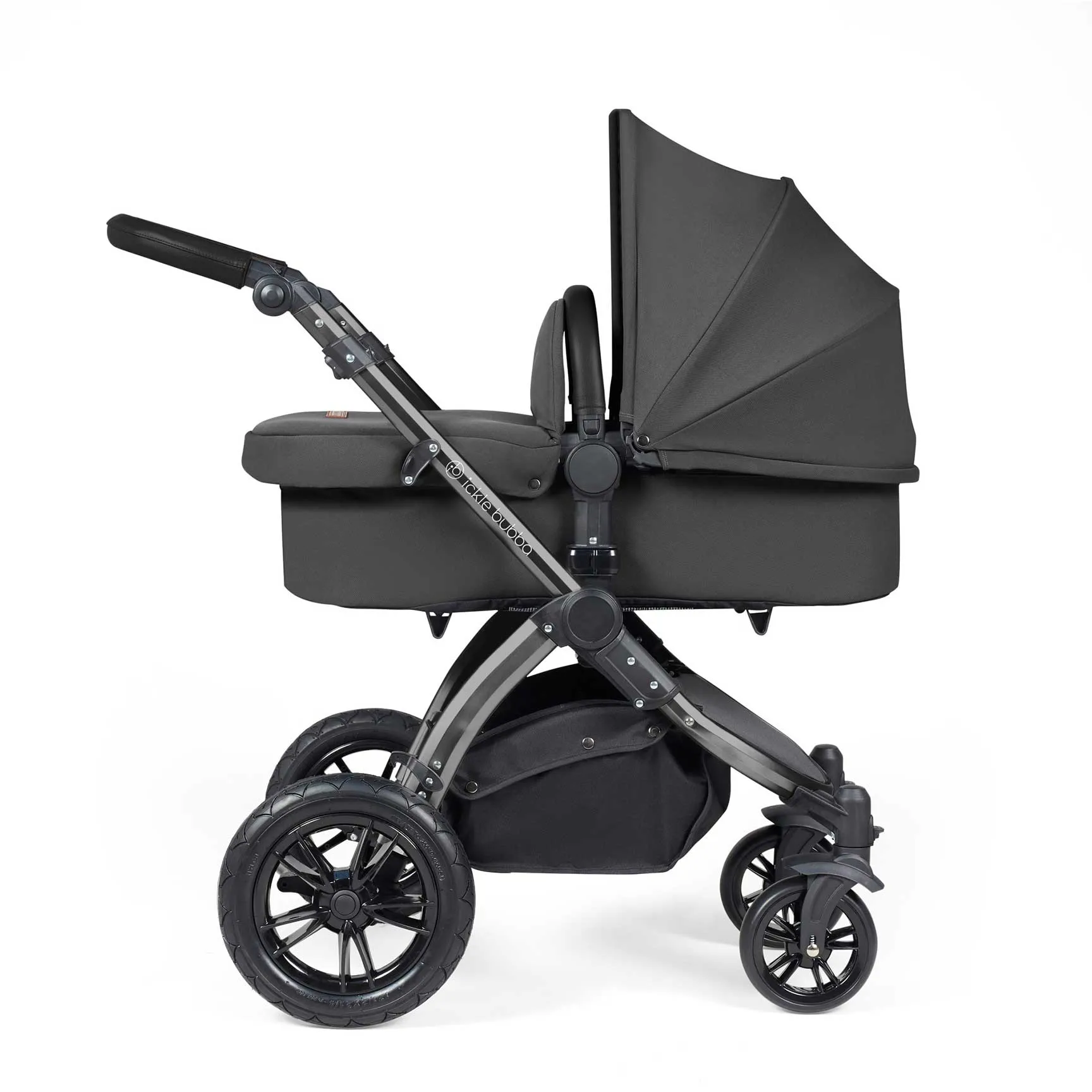 Ickle Bubba Stomp Luxe All-in-One Travel System with Isofix Base - Black/Charcoal Grey/Black