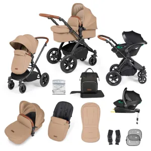 Ickle Bubba Stomp Luxe All-in-One Travel System with Isofix Base - Black/Desert/Tan