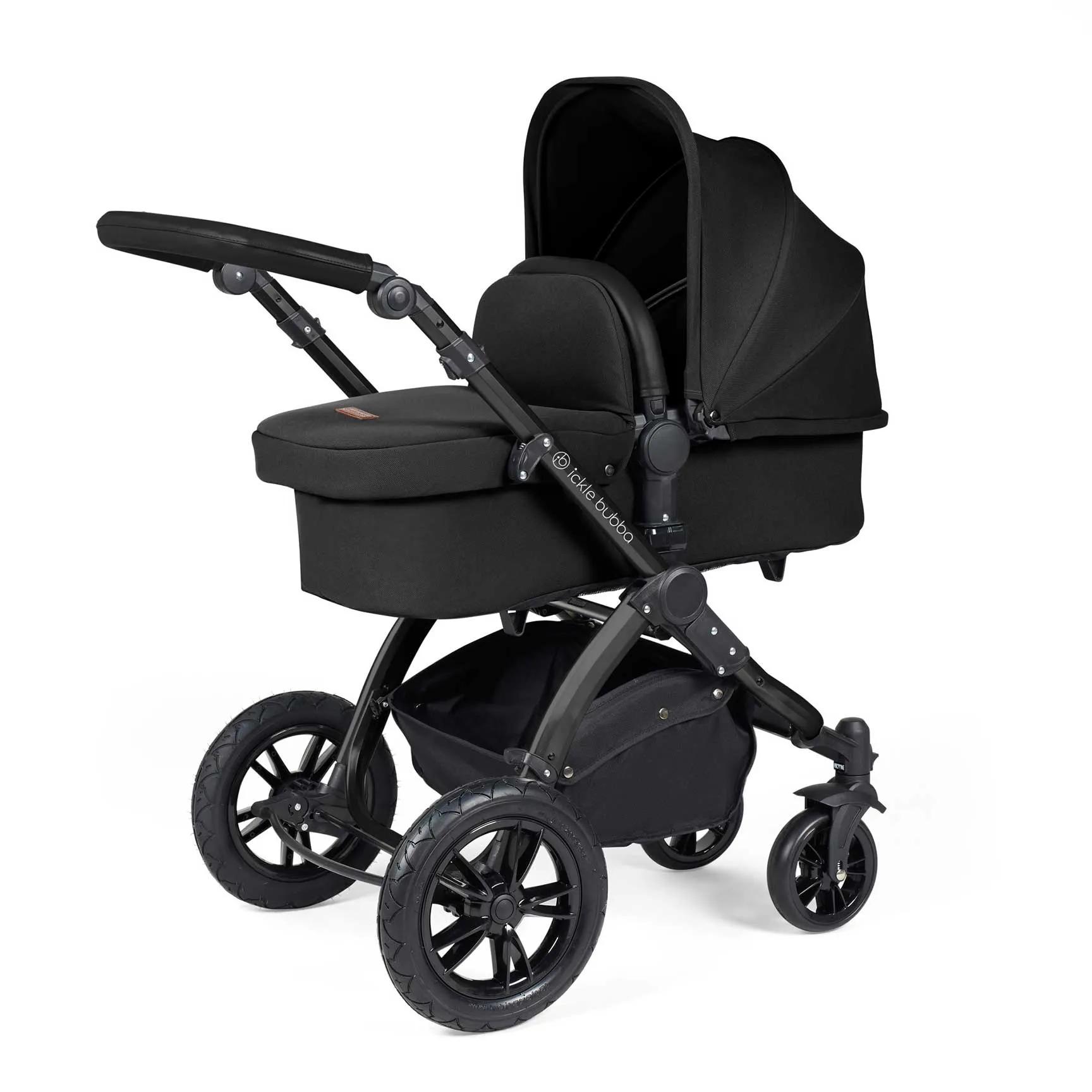 Ickle Bubba Stomp Luxe All-in-One Travel System with Isofix Base - Black/Midnight/Black
