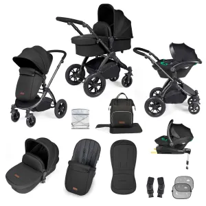Ickle Bubba Stomp Luxe All-in-One Travel System with Isofix Base - Black/Midnight/Black