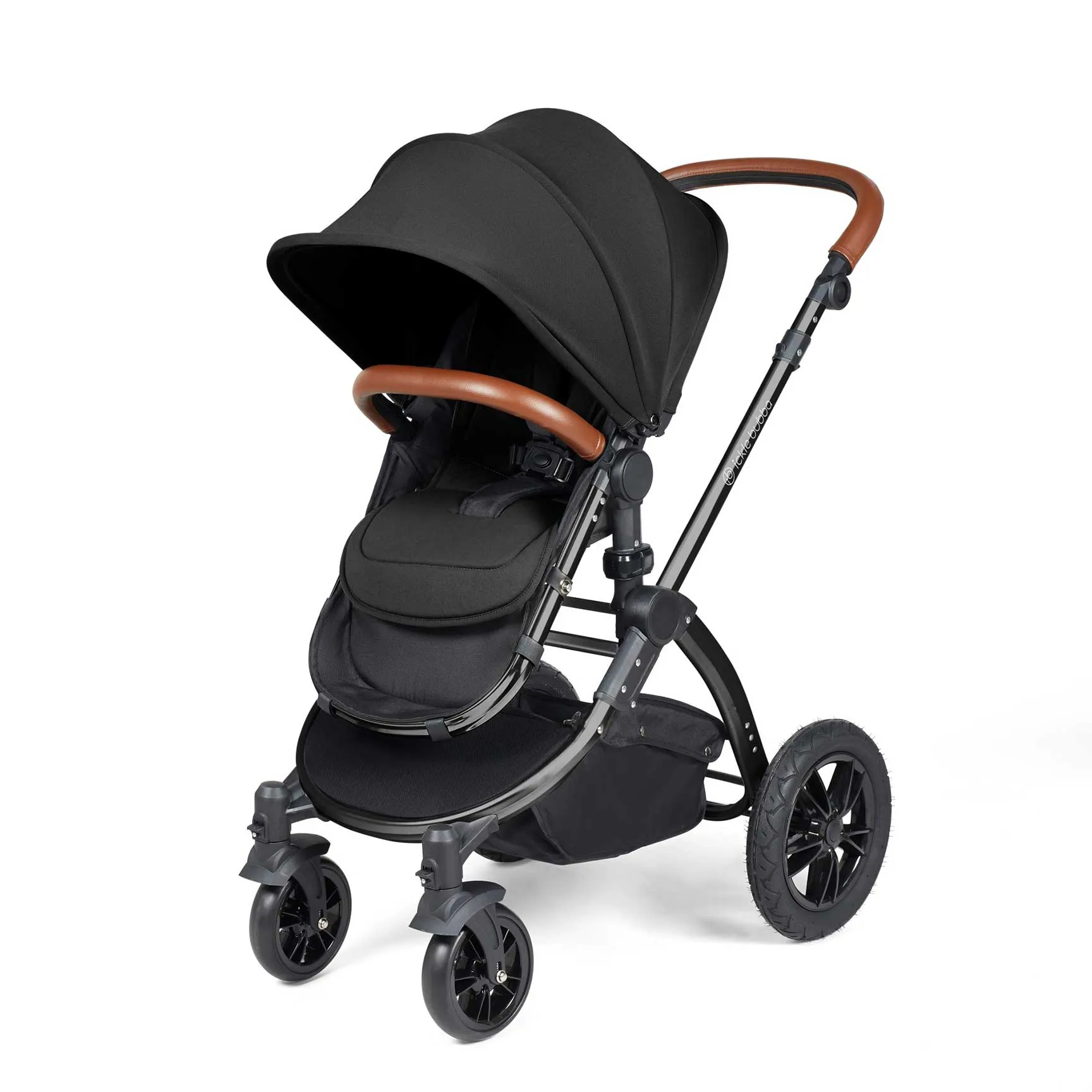 Ickle Bubba Stomp Luxe All-in-One Travel System with Isofix Base - Black/Midnight/Tan