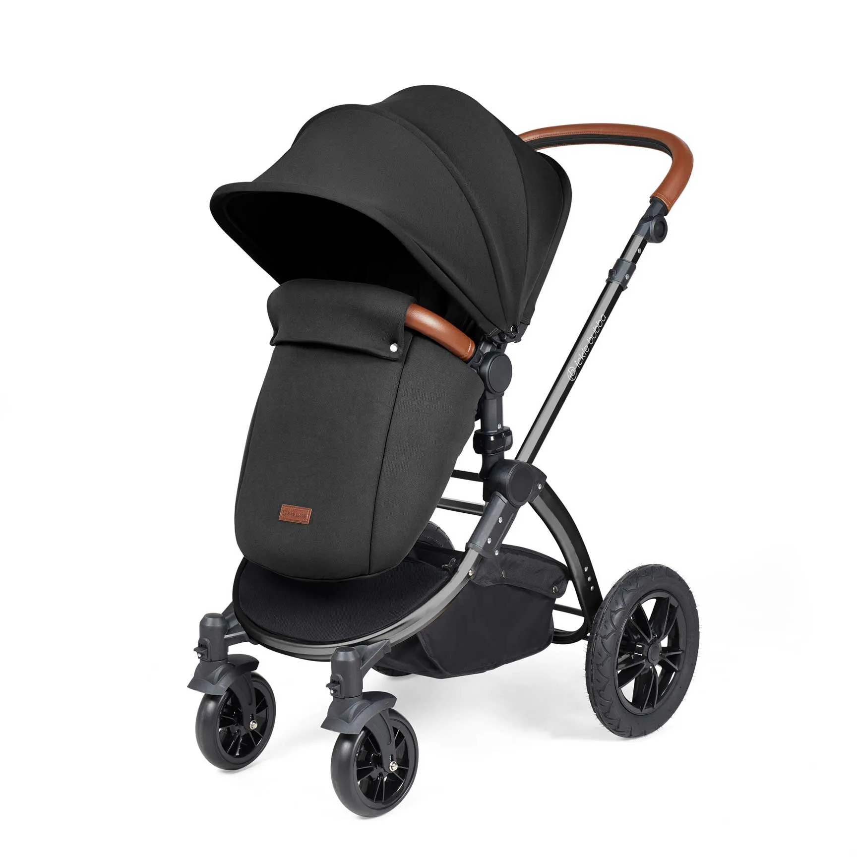 Ickle Bubba Stomp Luxe All-in-One Travel System with Isofix Base - Black/Midnight/Tan