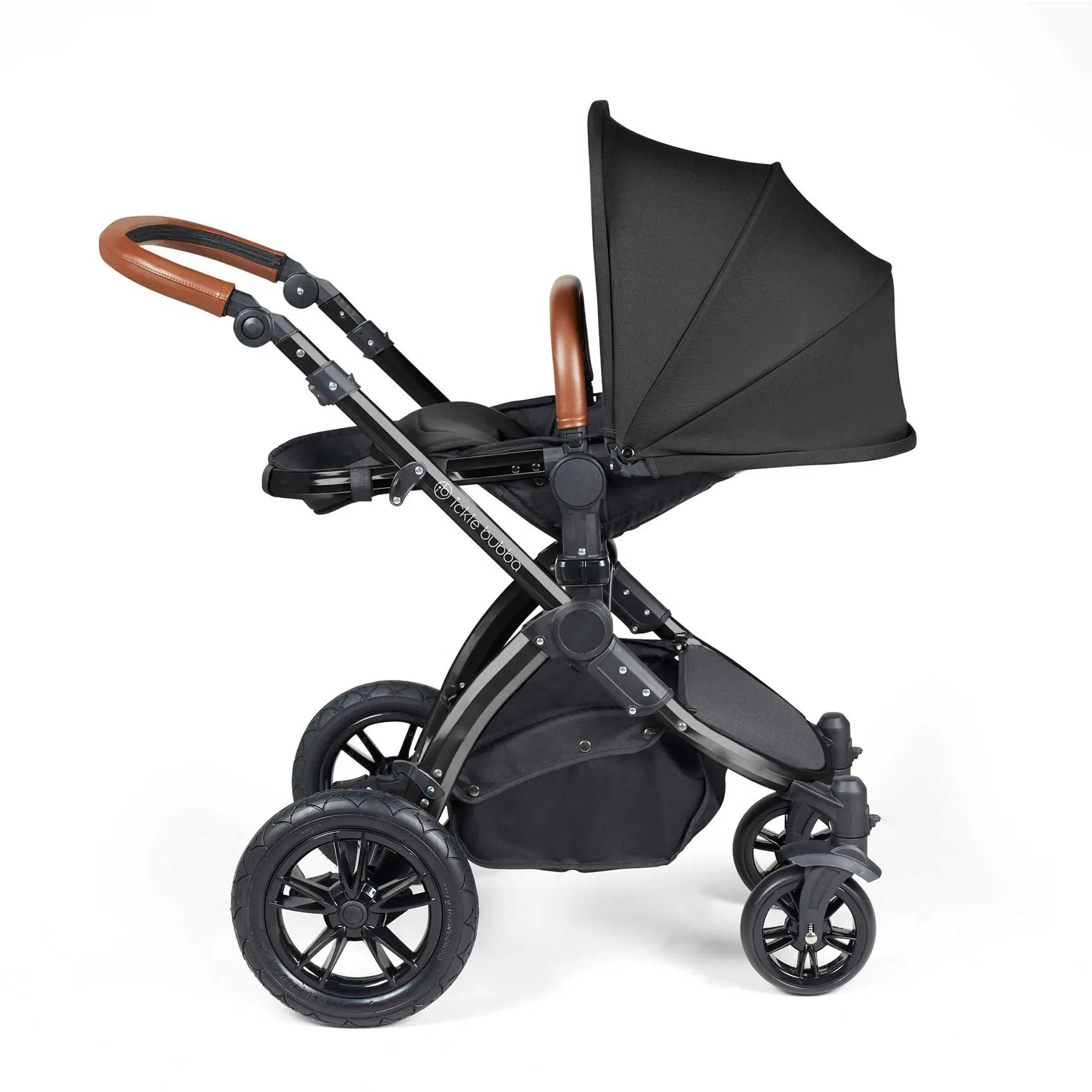 Ickle Bubba Stomp Luxe All-in-One Travel System with Isofix Base - Black/Midnight/Tan