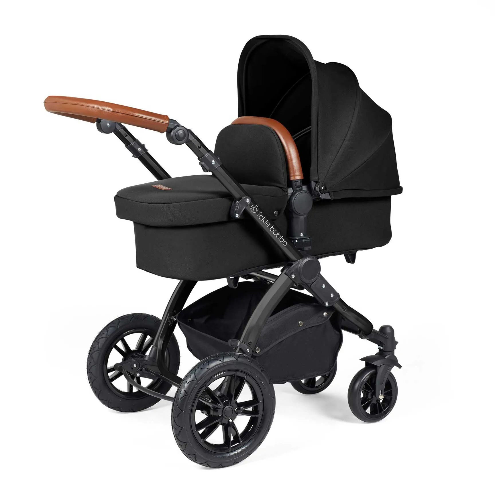 Ickle Bubba Stomp Luxe All-in-One Travel System with Isofix Base - Black/Midnight/Tan