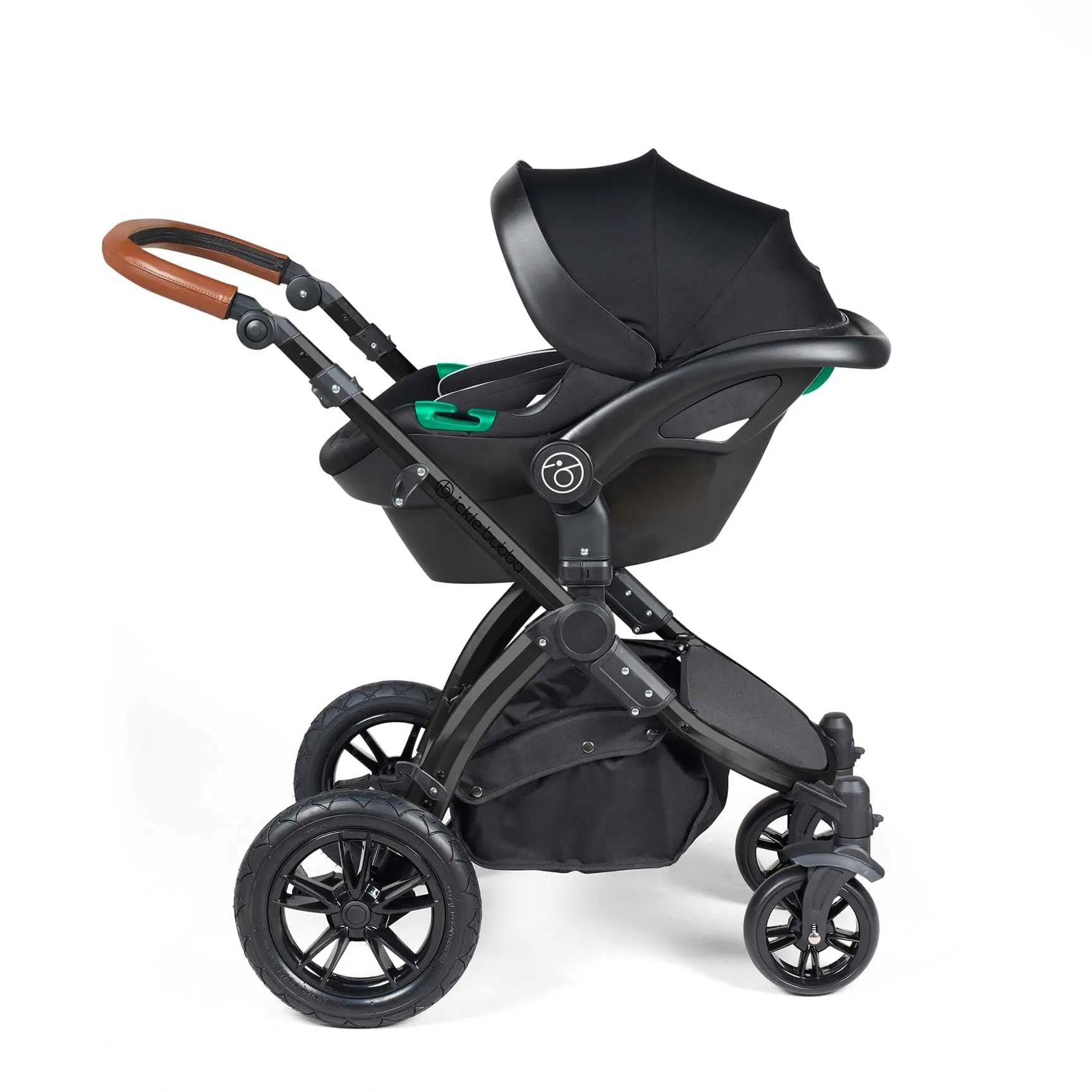 Ickle Bubba Stomp Luxe All-in-One Travel System with Isofix Base - Black/Midnight/Tan