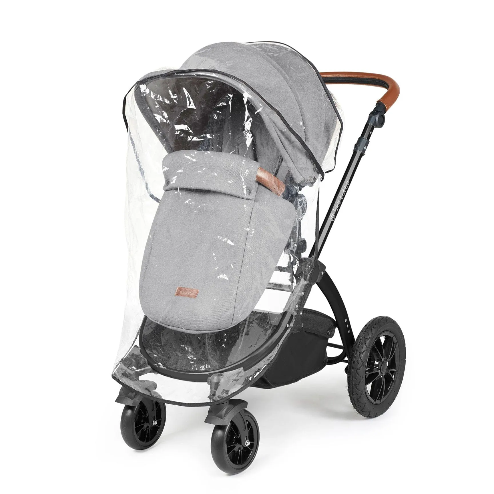 Ickle Bubba Stomp Luxe All-in-One Travel System with Isofix Base - Black/Pearl Grey/Tan