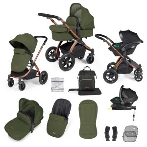 Ickle Bubba Stomp Luxe All-in-One Travel System with Isofix Base - Black/Woodland/Black