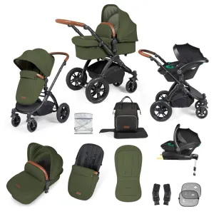 Ickle Bubba Stomp Luxe All-in-One Travel System with Isofix Base - Black/Woodland/Tan