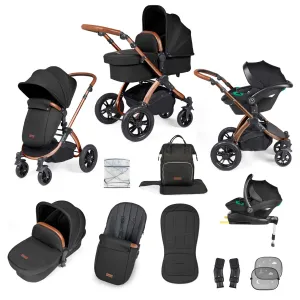 Ickle Bubba Stomp Luxe All-in-One Travel System with Isofix Base - Bronze/Midnight/Tan