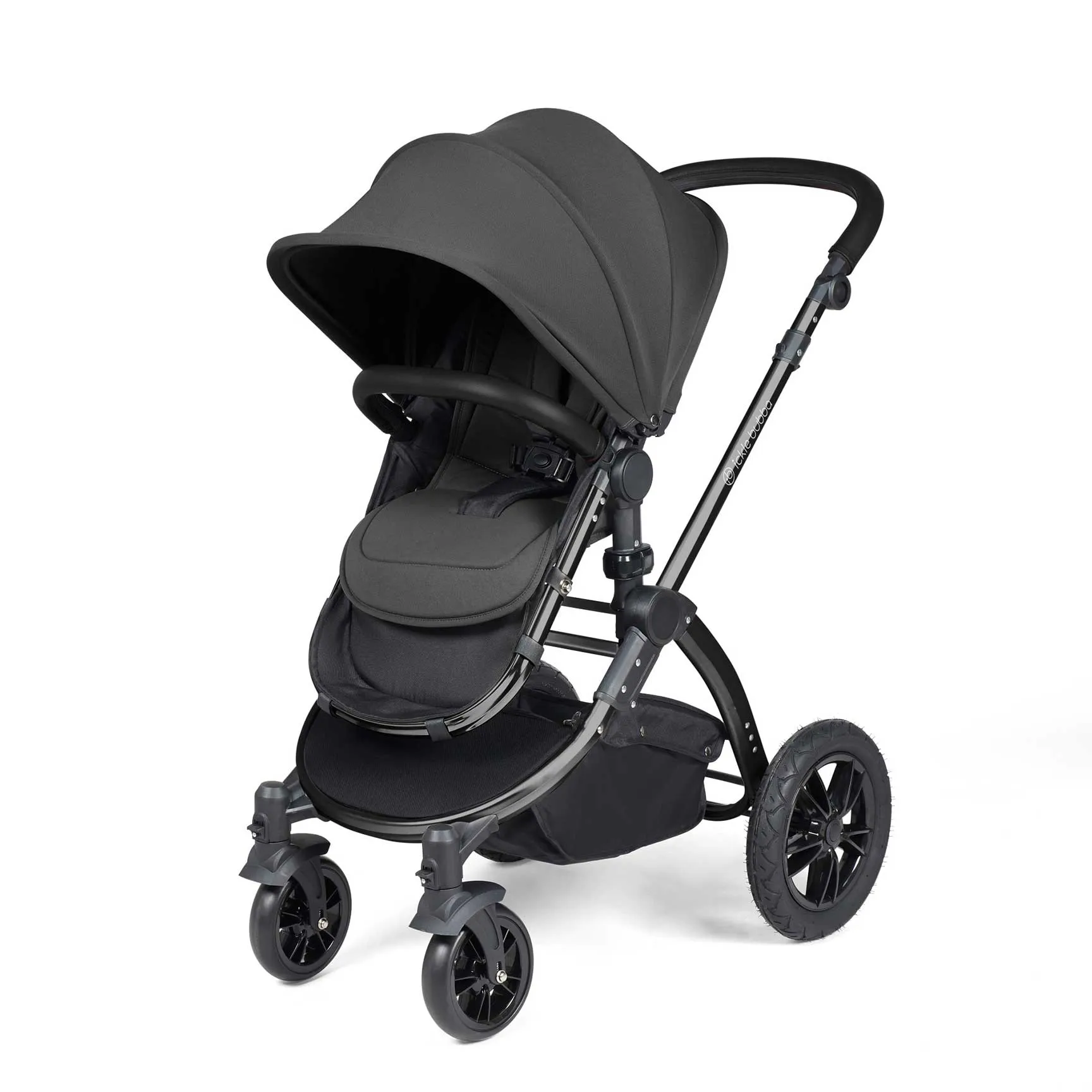 Ickle Bubba Stomp Luxe All-in-One Travel System with Isofix Base in Black/Charcoal Grey/Black