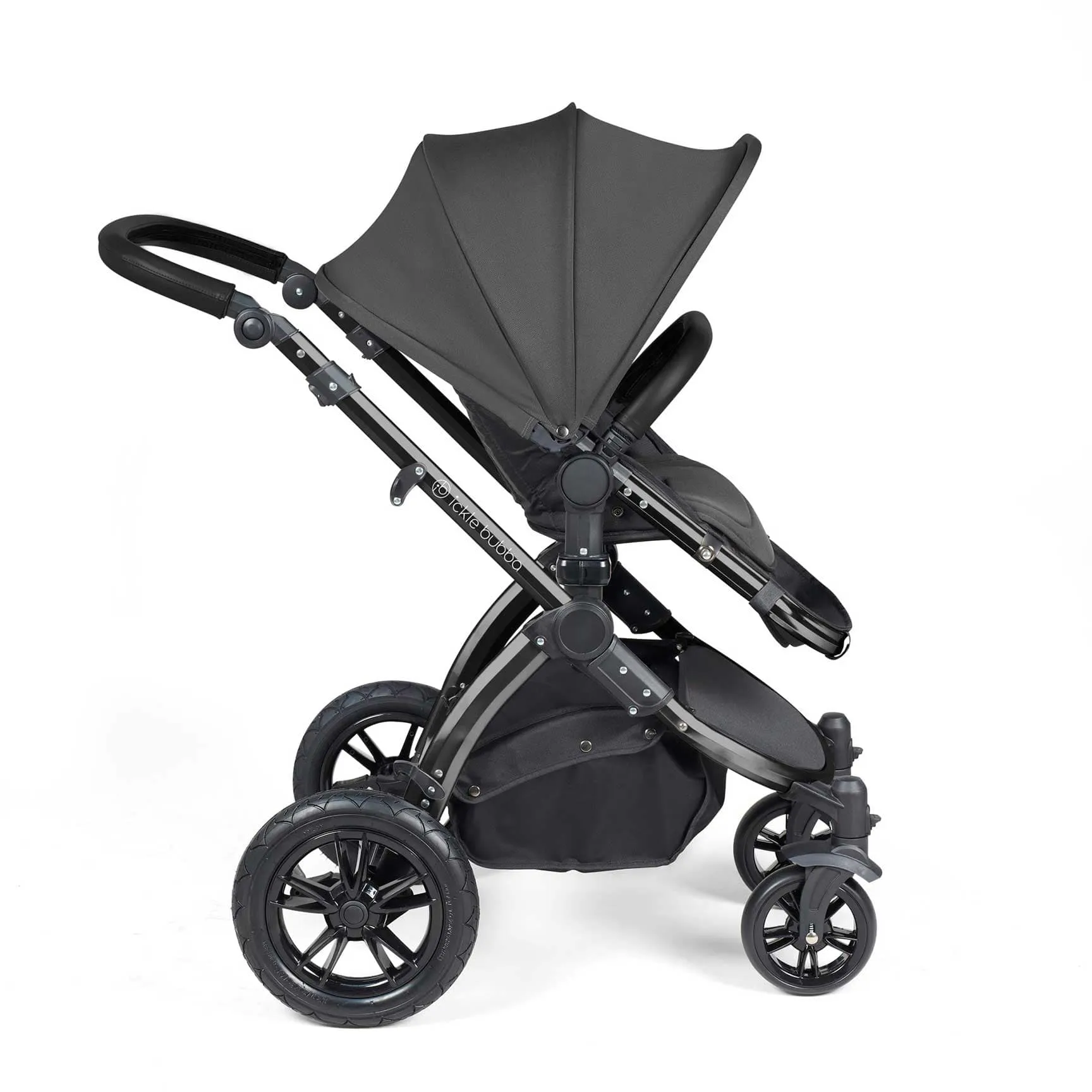 Ickle Bubba Stomp Luxe All-in-One Travel System with Isofix Base in Black/Charcoal Grey/Black