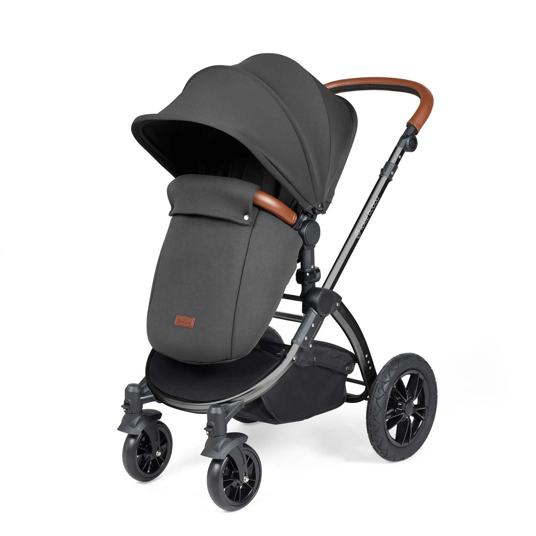 Ickle Bubba Stomp Luxe All-in-One Travel System with Isofix Base in Black/Charcoal Grey/Tan