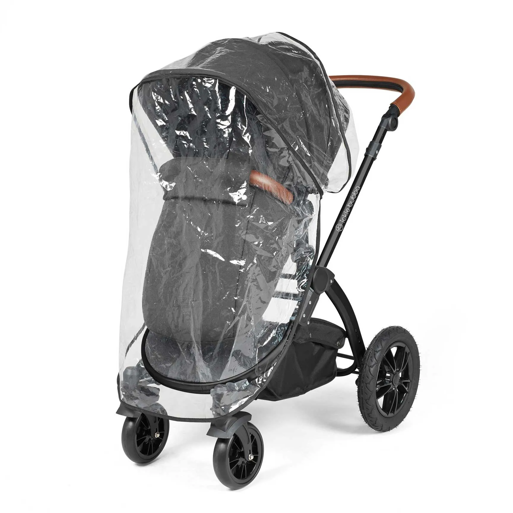 Ickle Bubba Stomp Luxe All-in-One Travel System with Isofix Base in Black/Charcoal Grey/Tan