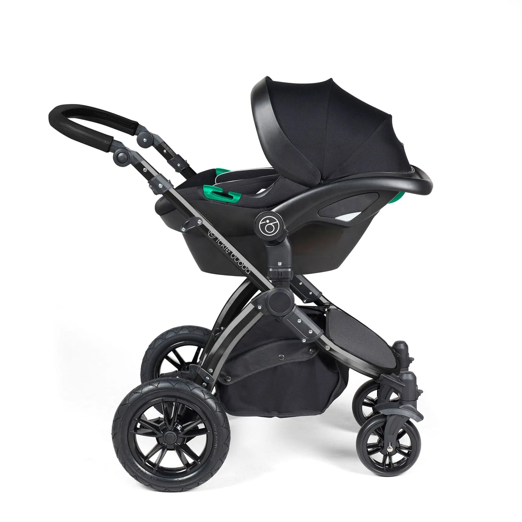 Ickle Bubba Stomp Luxe All-in-One Travel System with Isofix Base in Black/Pearl Grey/Black