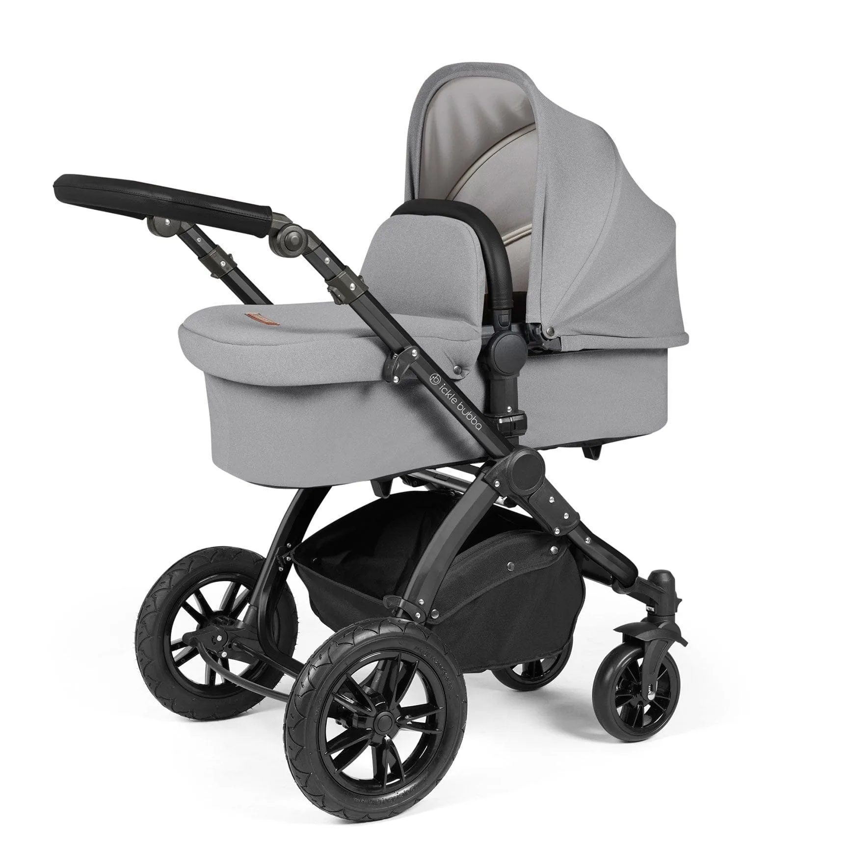 Ickle Bubba Stomp Luxe All-in-One Travel System with Isofix Base in Black/Pearl Grey/Black