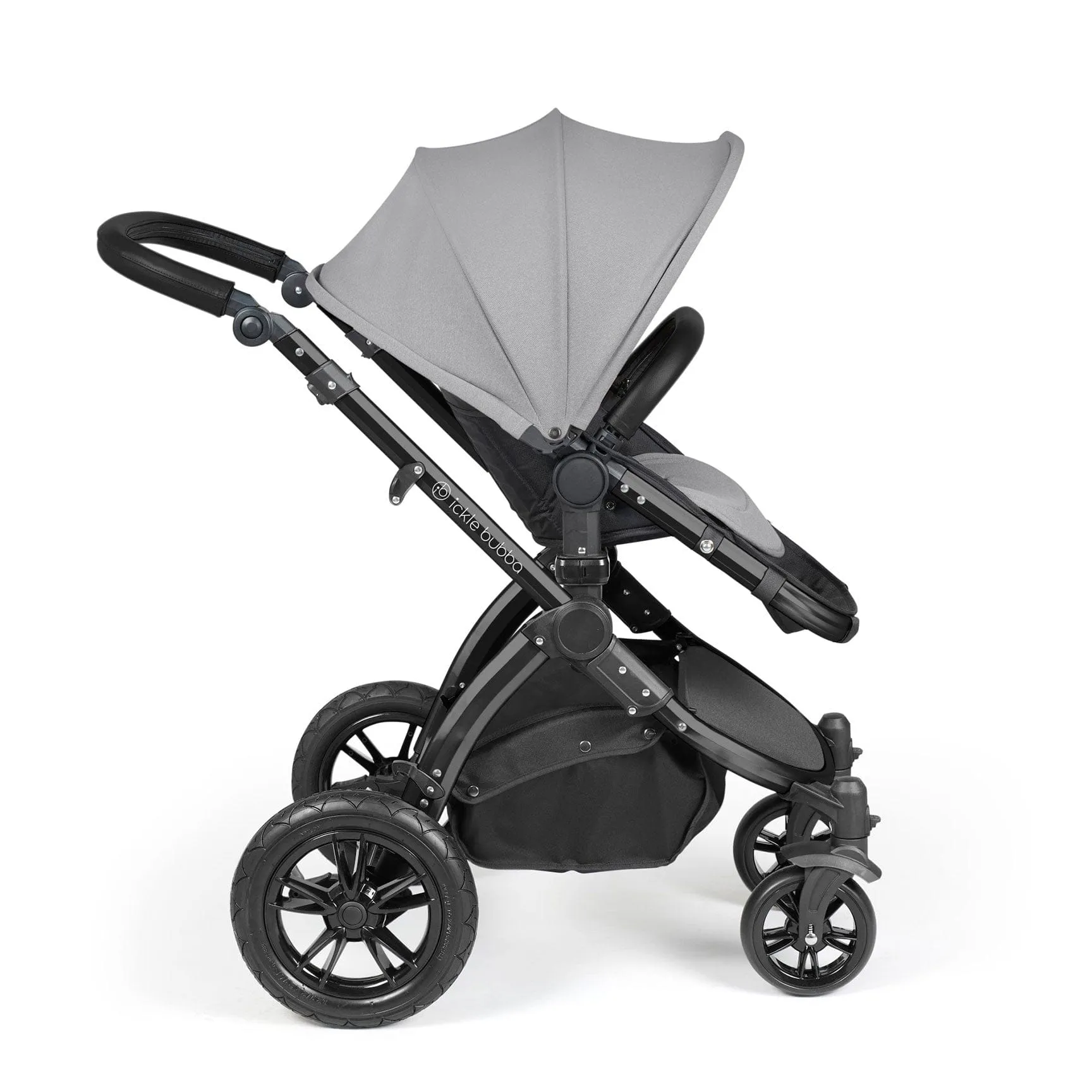 Ickle Bubba Stomp Luxe All-in-One Travel System with Isofix Base in Black/Pearl Grey/Black
