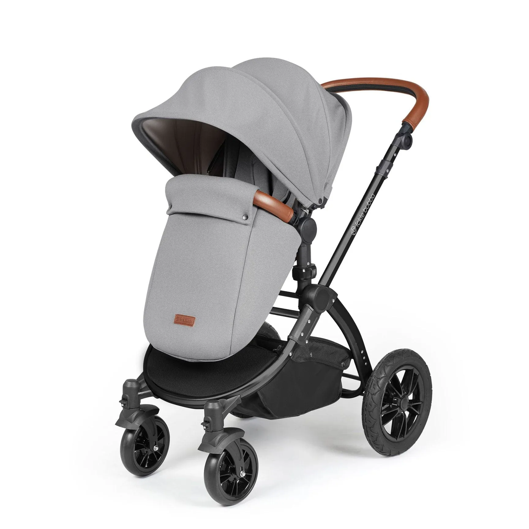 Ickle Bubba Stomp Luxe All-in-One Travel System with Isofix Base in Black/Pearl Grey/Tan