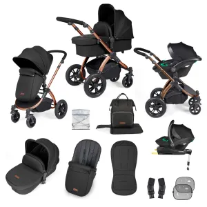 Ickle Bubba Stomp Luxe All-in-One Travel System with Isofix Base in Bronze/Midnight/Black