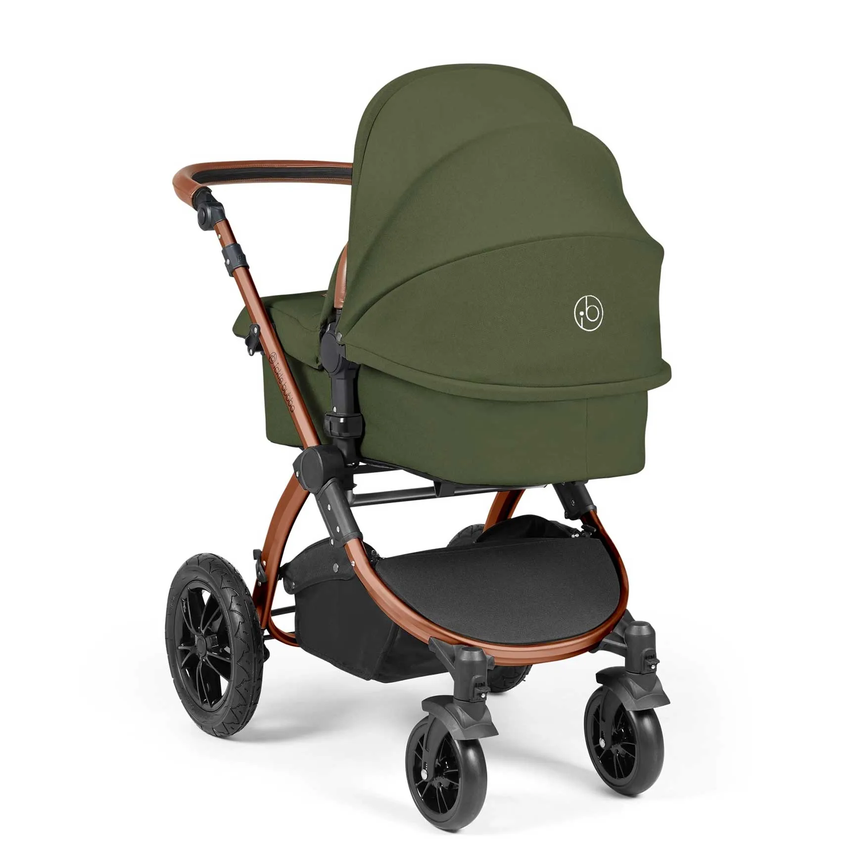 Ickle Bubba Stomp Luxe All-in-One Travel System with Isofix Base in Bronze/Woodland/Tan