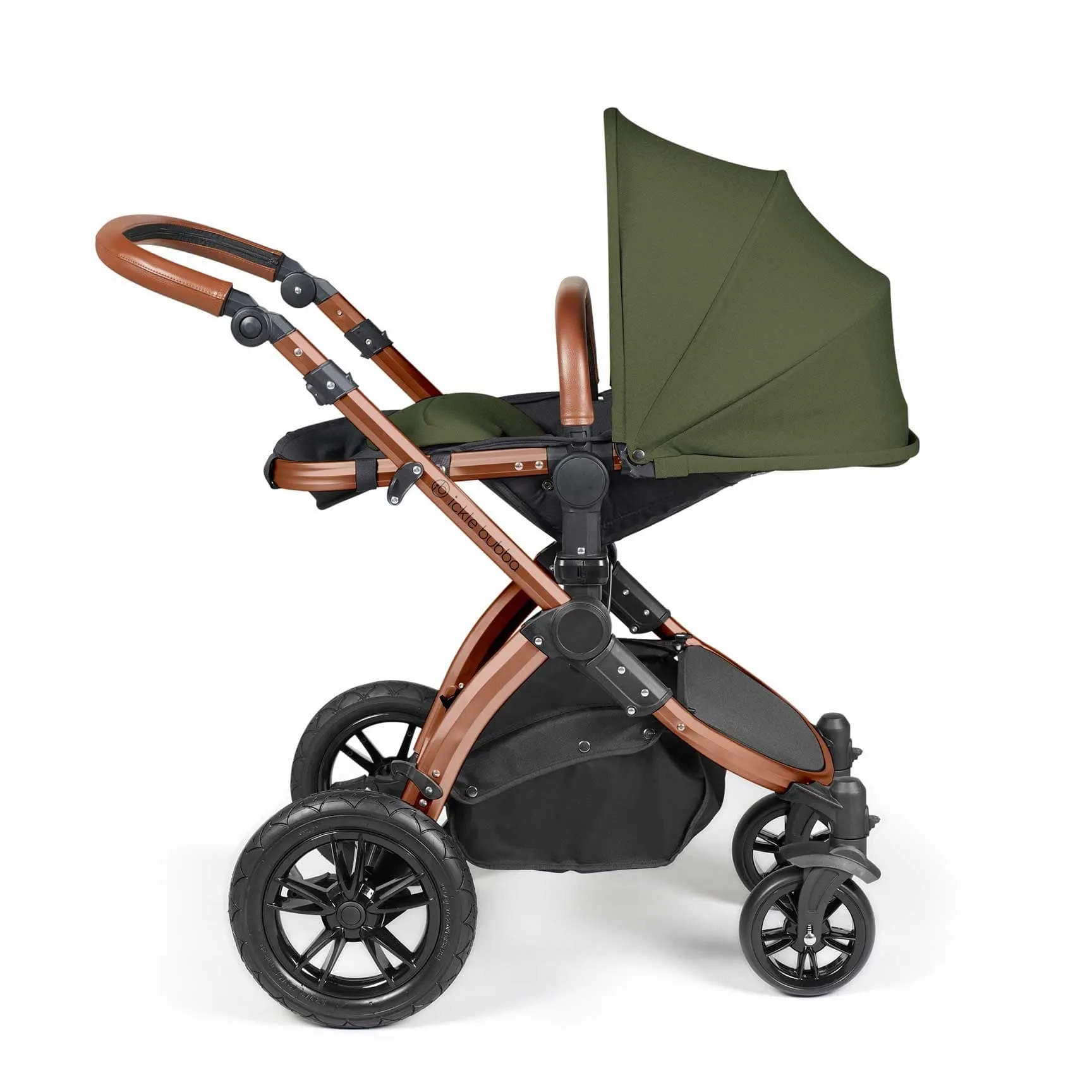 Ickle Bubba Stomp Luxe All-in-One Travel System with Isofix Base in Bronze/Woodland/Tan