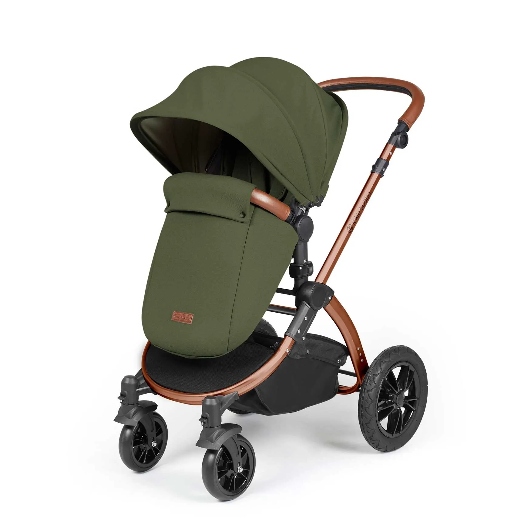 Ickle Bubba Stomp Luxe All-in-One Travel System with Isofix Base in Bronze/Woodland/Tan