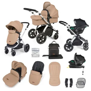 Ickle Bubba Stomp Luxe All-in-One Travel System with Isofix Base in Silver/Desert/Black