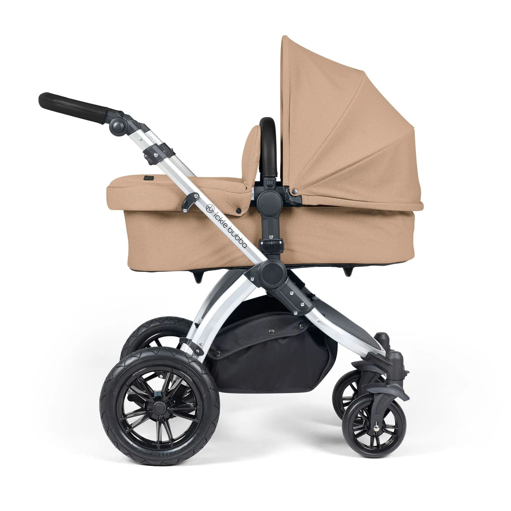 Ickle Bubba Stomp Luxe All-in-One Travel System with Isofix Base in Silver/Desert/Black