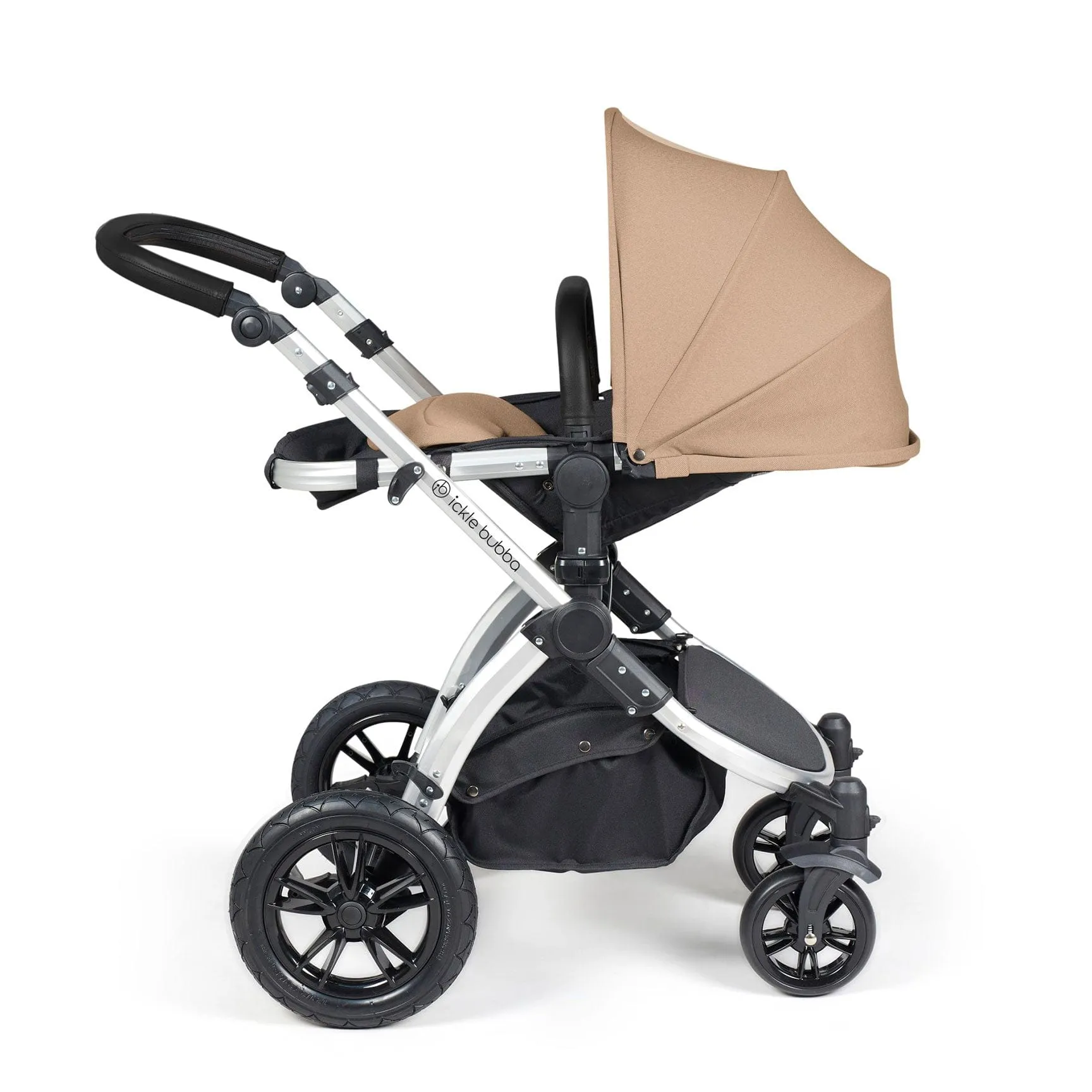 Ickle Bubba Stomp Luxe All-in-One Travel System with Isofix Base in Silver/Desert/Black