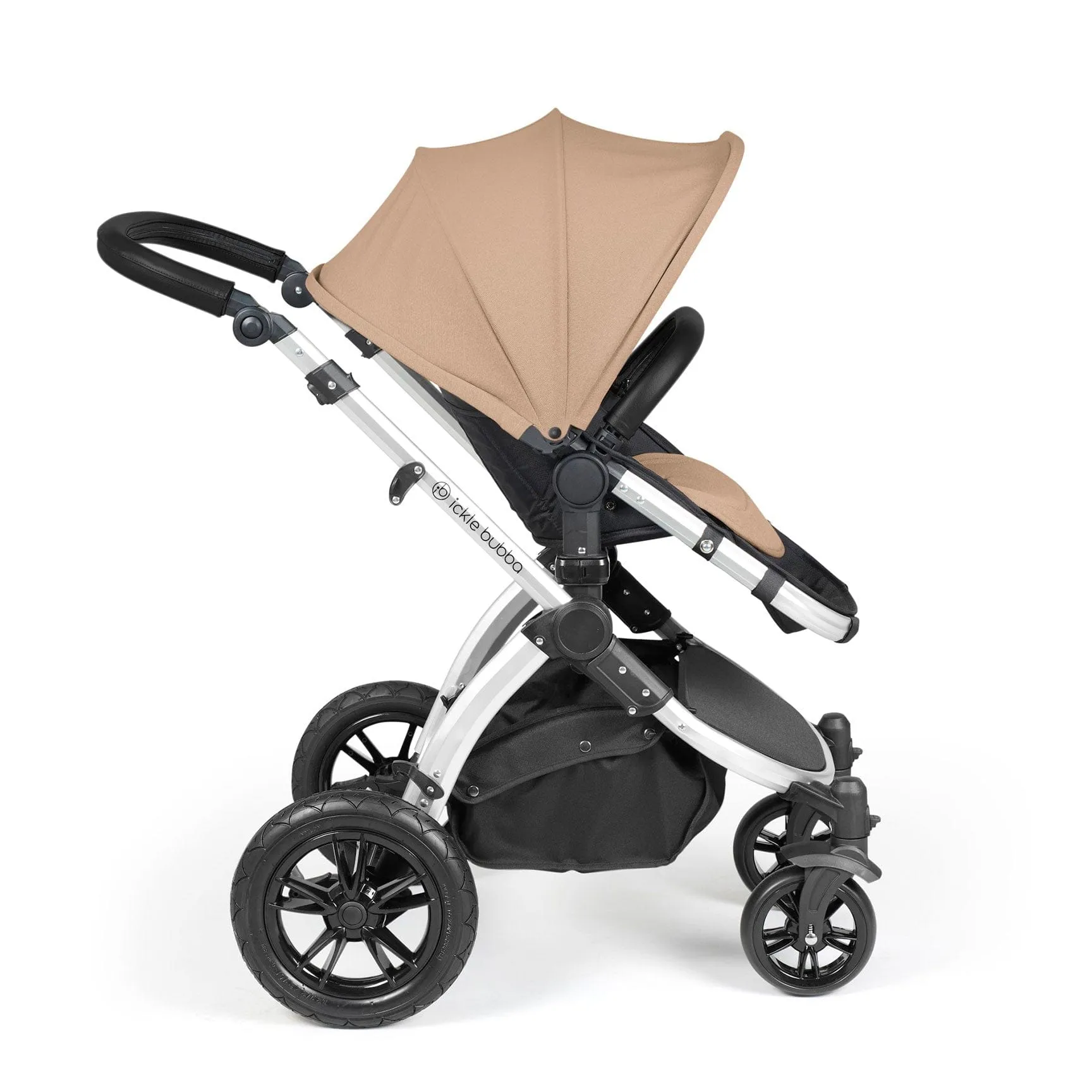 Ickle Bubba Stomp Luxe All-in-One Travel System with Isofix Base in Silver/Desert/Black