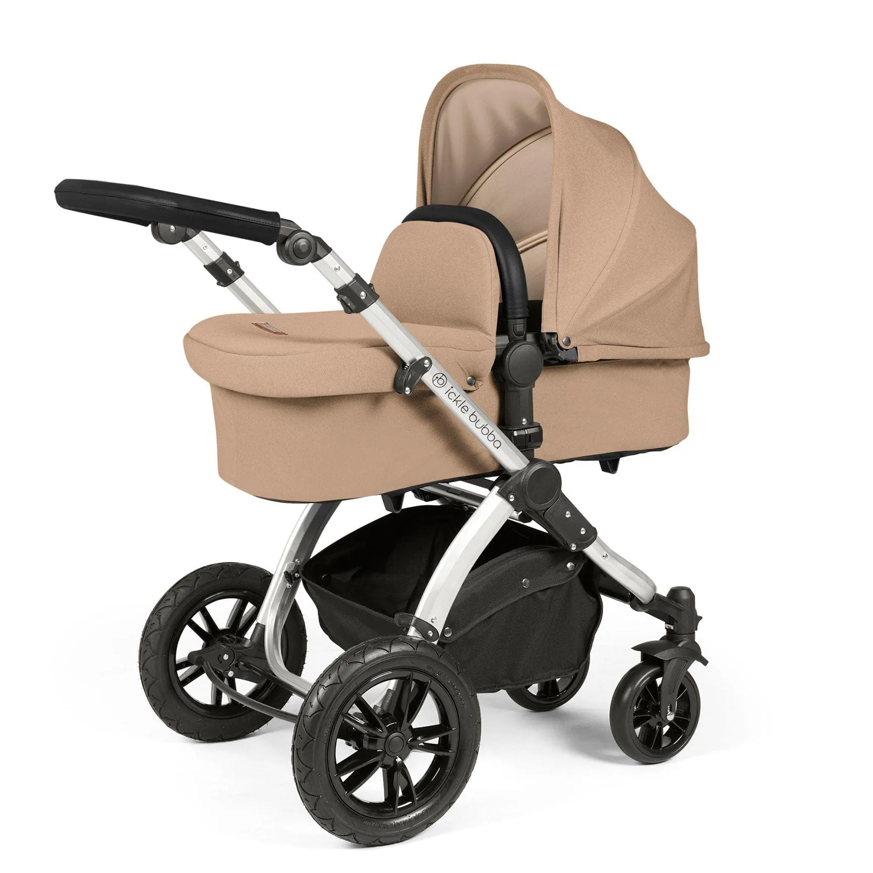 Ickle Bubba Stomp Luxe All-in-One Travel System with Isofix Base in Silver/Desert/Black
