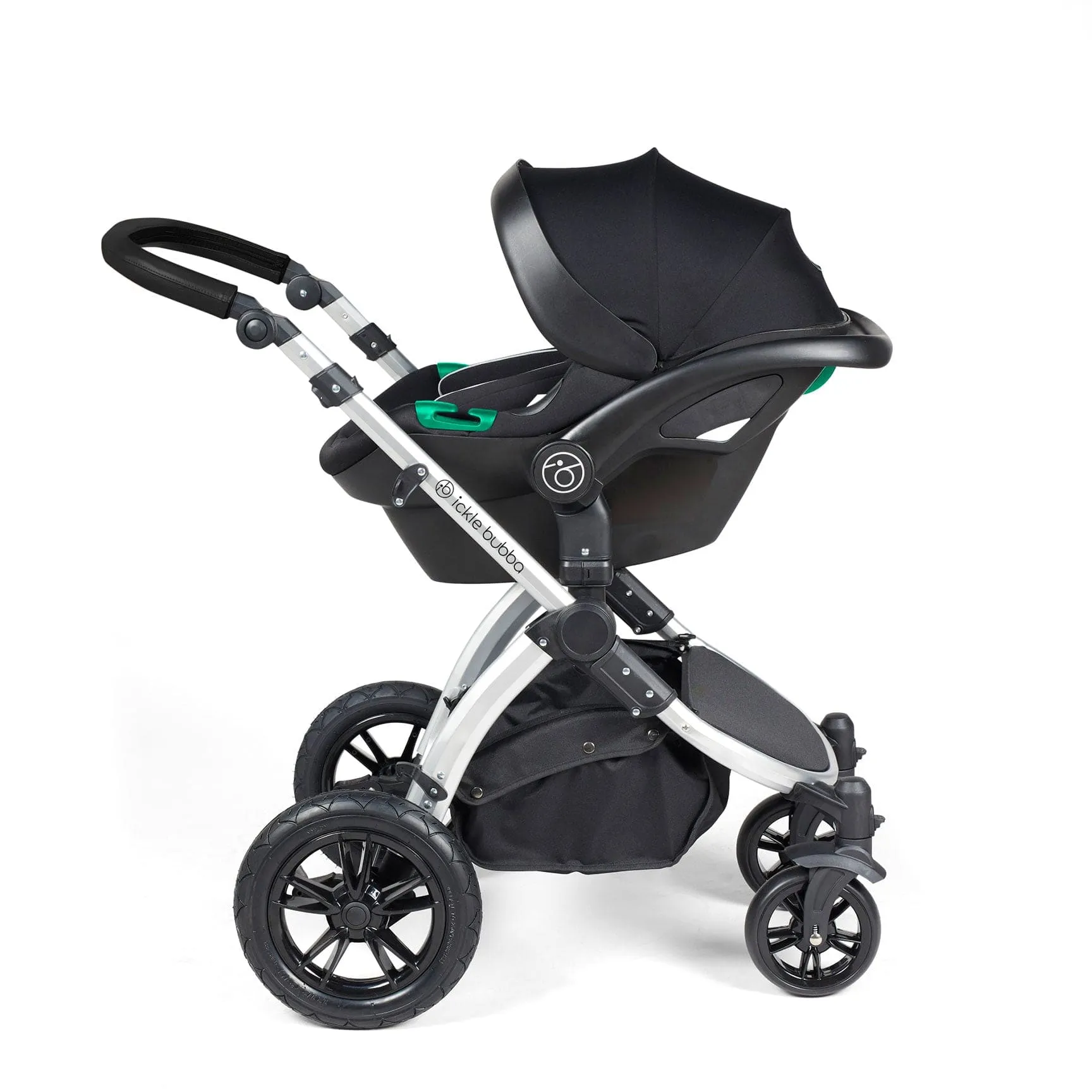 Ickle Bubba Stomp Luxe All-in-One Travel System with Isofix Base in Silver/Desert/Black