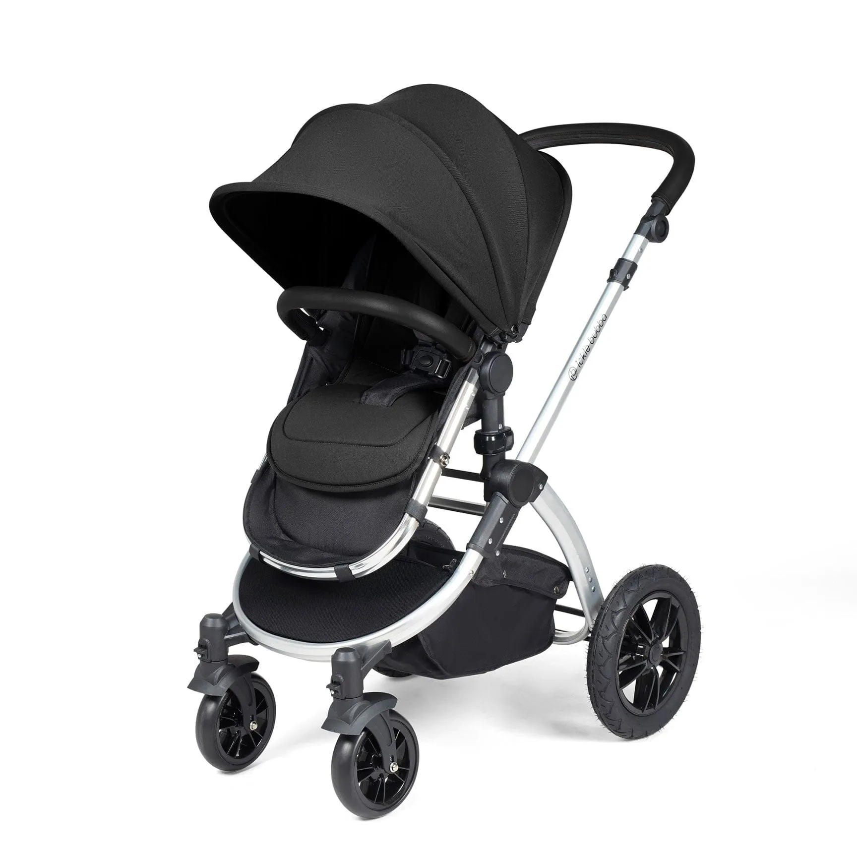 Ickle Bubba Stomp Luxe All-in-One Travel System with Isofix Base in Silver/Midnight/Black