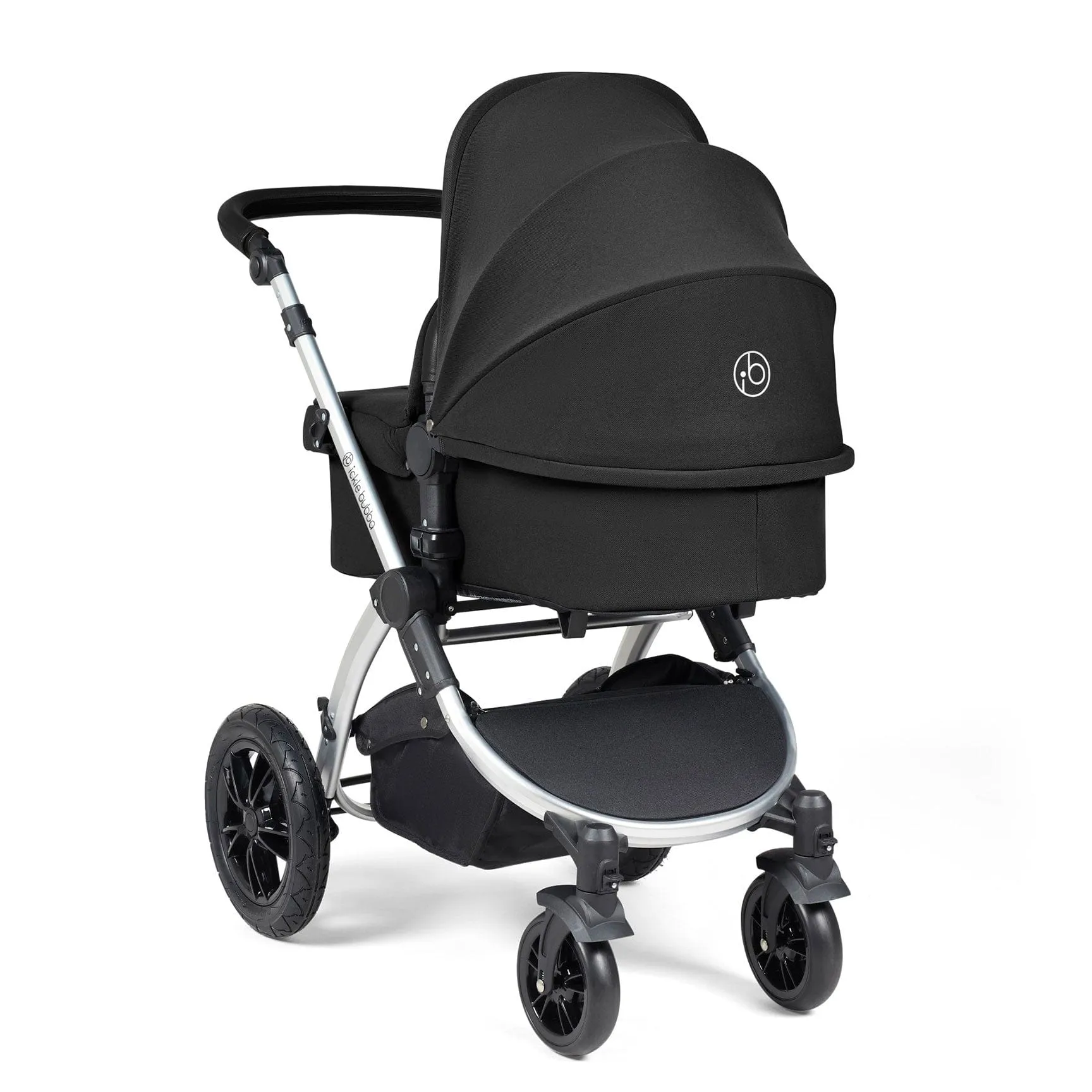 Ickle Bubba Stomp Luxe All-in-One Travel System with Isofix Base in Silver/Midnight/Black