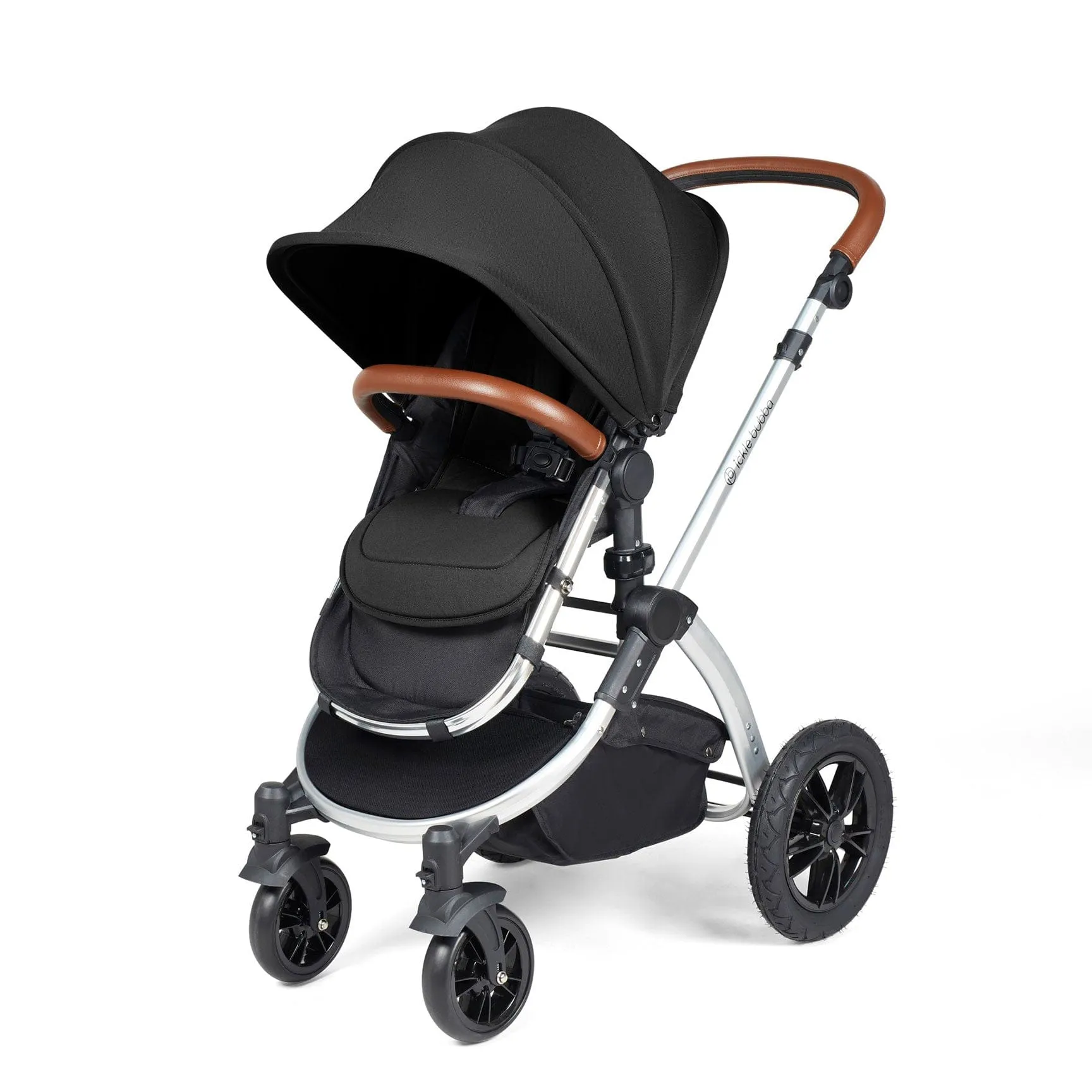 Ickle Bubba Stomp Luxe All-in-One Travel System with Isofix Base in Silver/Midnight/Tan