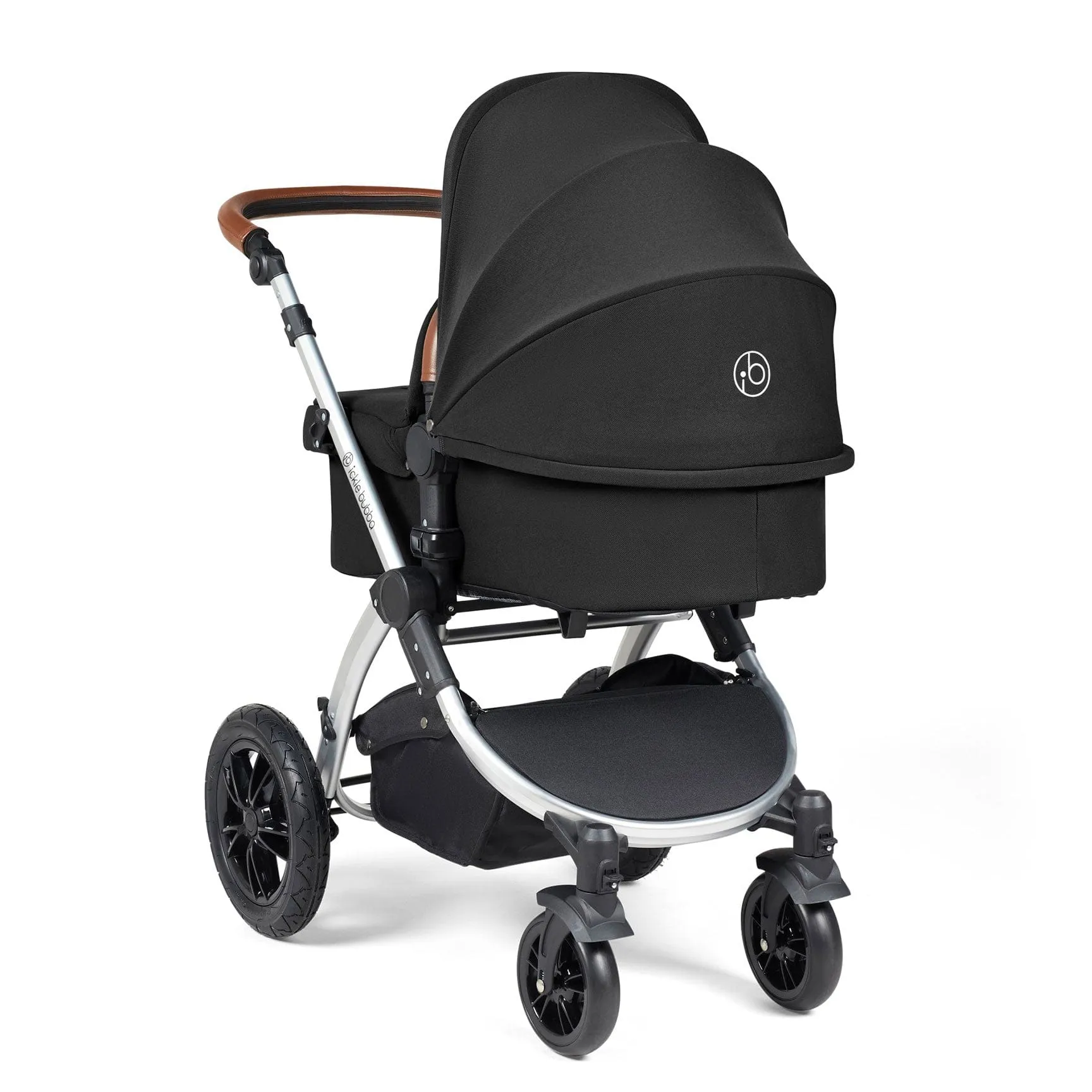 Ickle Bubba Stomp Luxe All-in-One Travel System with Isofix Base in Silver/Midnight/Tan