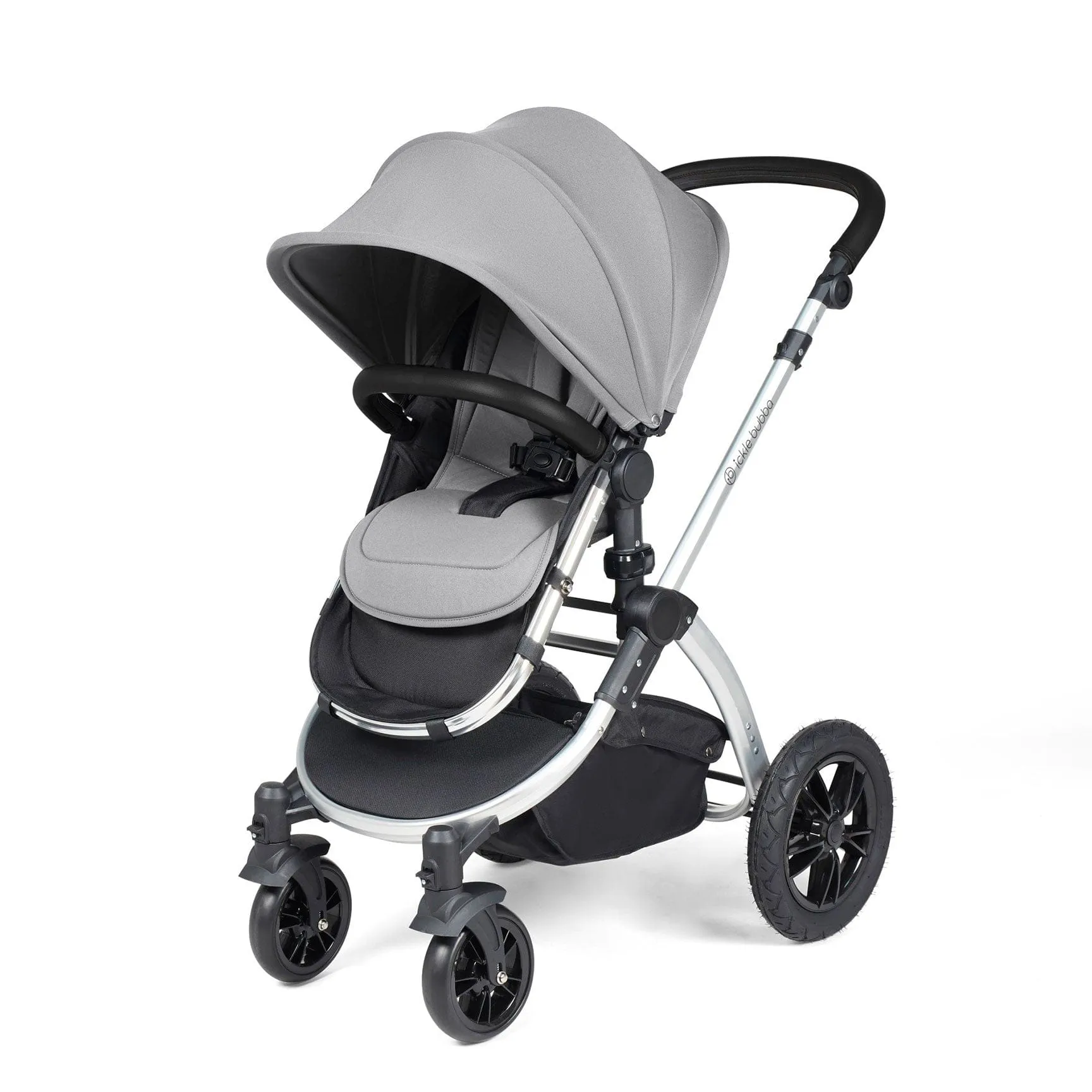Ickle Bubba Stomp Luxe All-in-One Travel System with Isofix Base in Silver/Pearl Grey/Black