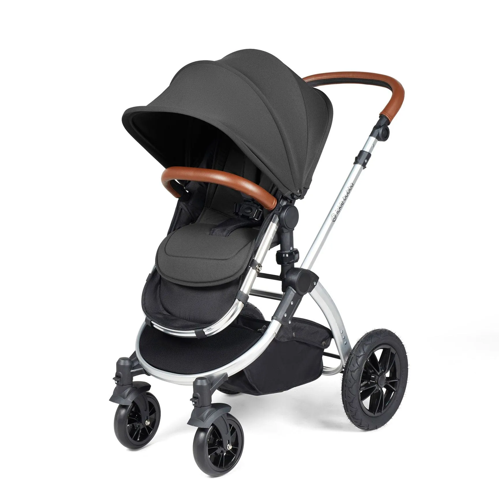 Ickle Bubba Stomp Luxe All-in-One Travel System with Isofix Base - Silver/Charcoal Grey/Tan