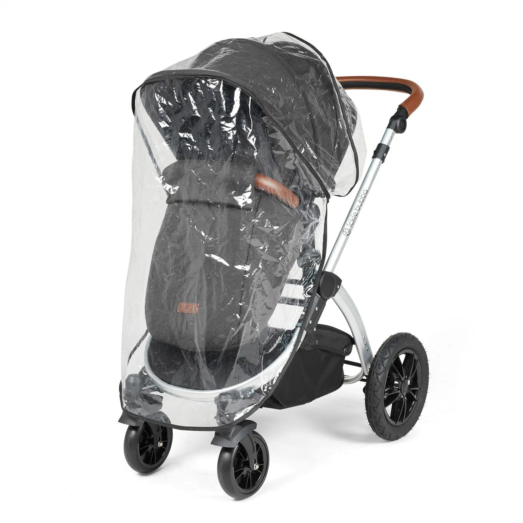Ickle Bubba Stomp Luxe All-in-One Travel System with Isofix Base - Silver/Charcoal Grey/Tan