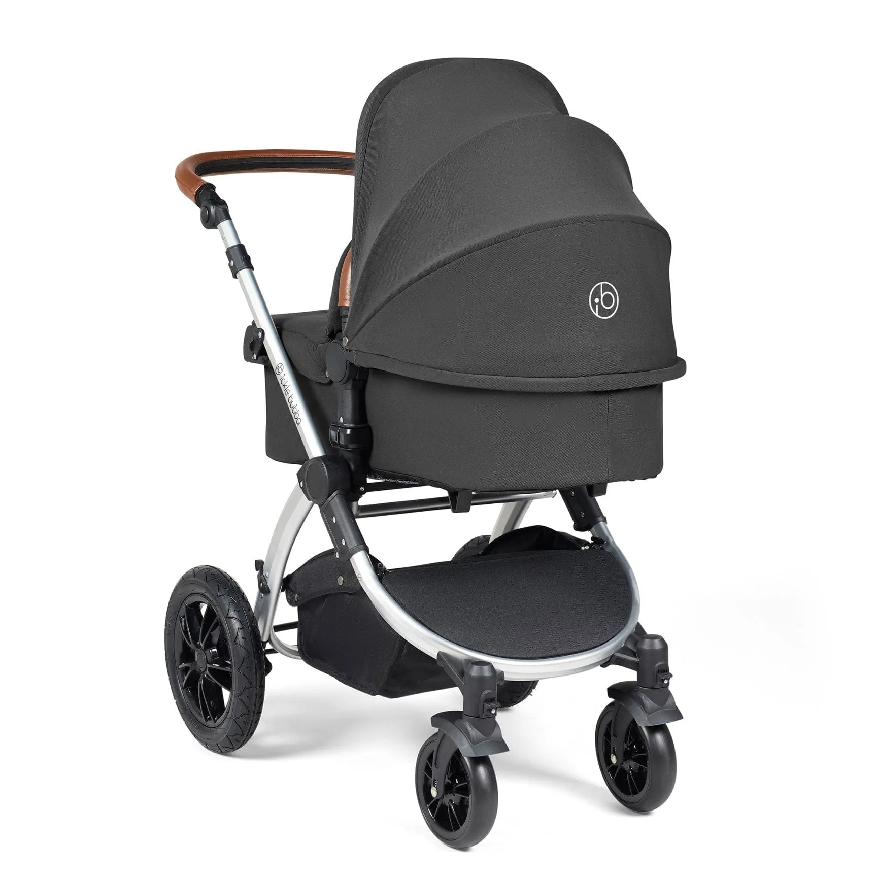 Ickle Bubba Stomp Luxe All-in-One Travel System with Isofix Base - Silver/Charcoal Grey/Tan