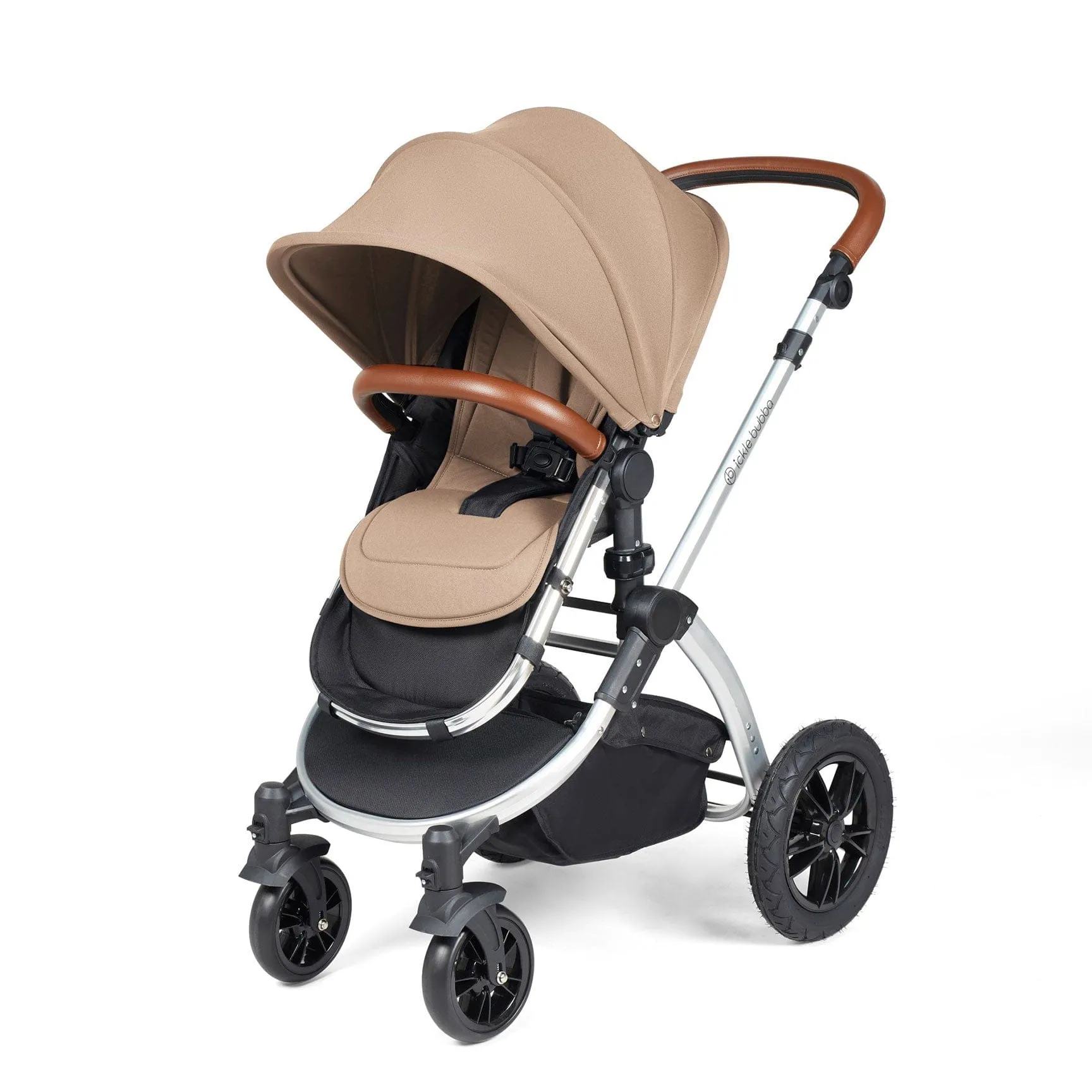 Ickle Bubba Stomp Luxe All-in-One Travel System with Isofix Base - Silver/Desert/Tan
