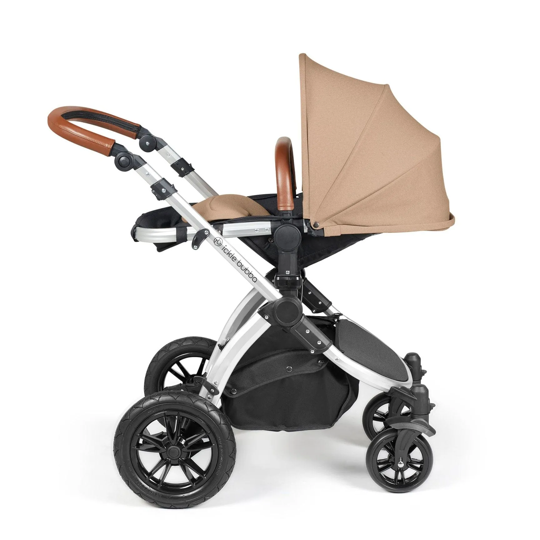 Ickle Bubba Stomp Luxe All-in-One Travel System with Isofix Base - Silver/Desert/Tan