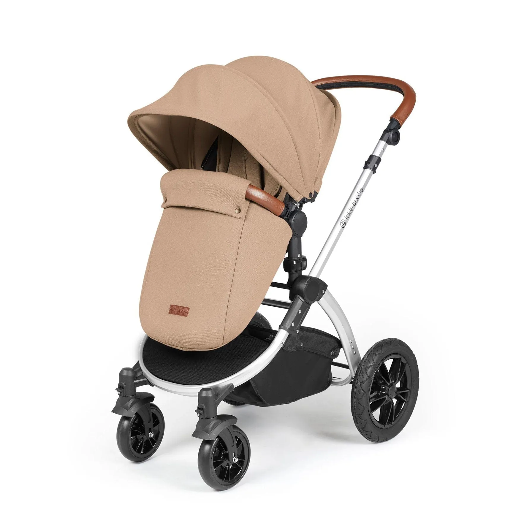 Ickle Bubba Stomp Luxe All-in-One Travel System with Isofix Base - Silver/Desert/Tan