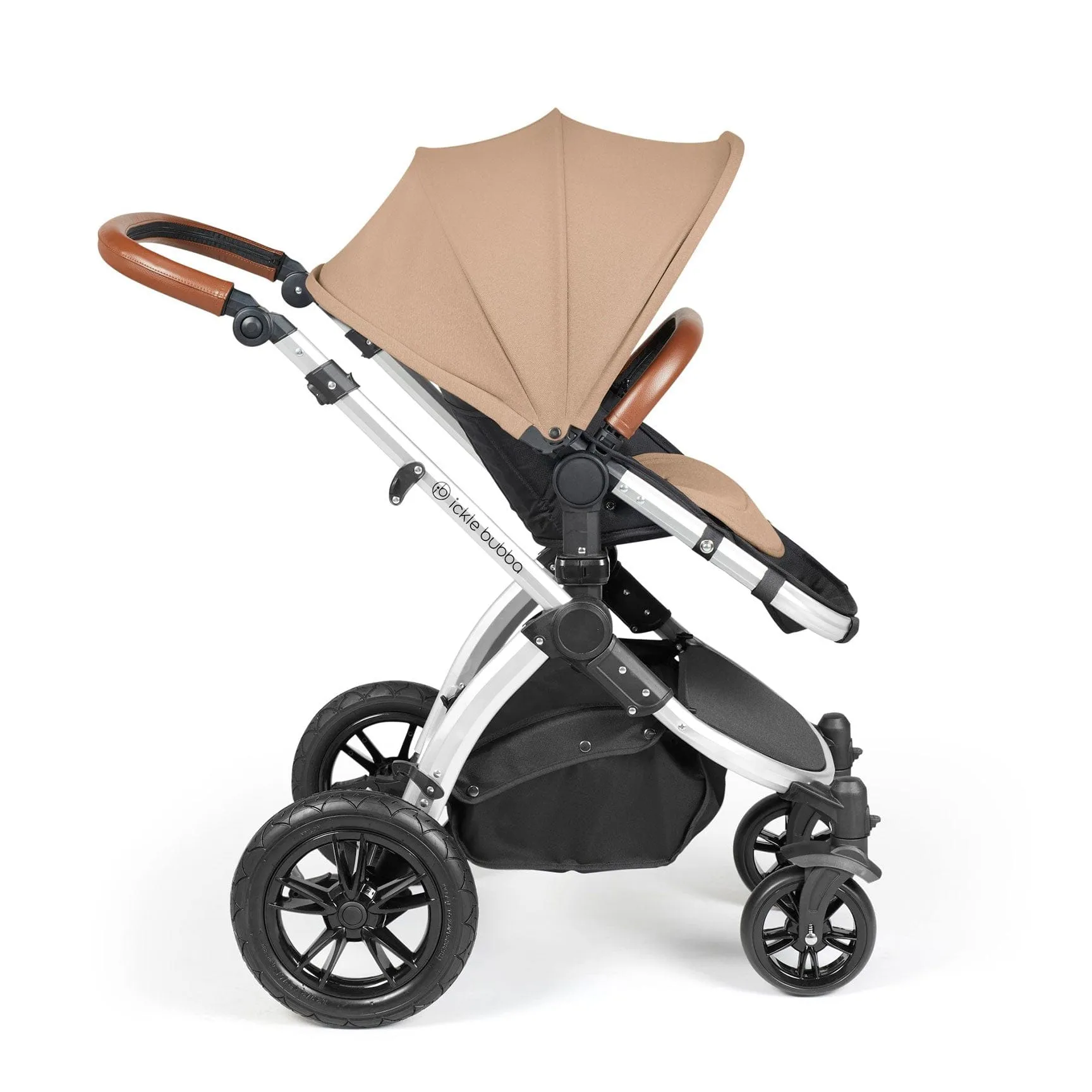 Ickle Bubba Stomp Luxe All-in-One Travel System with Isofix Base - Silver/Desert/Tan